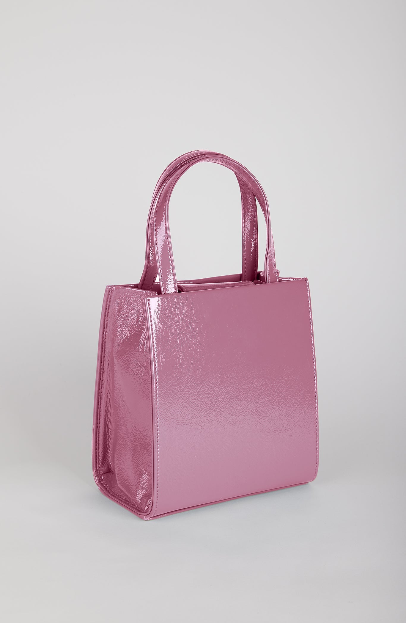Pink PVC mini tote cross body bag_2