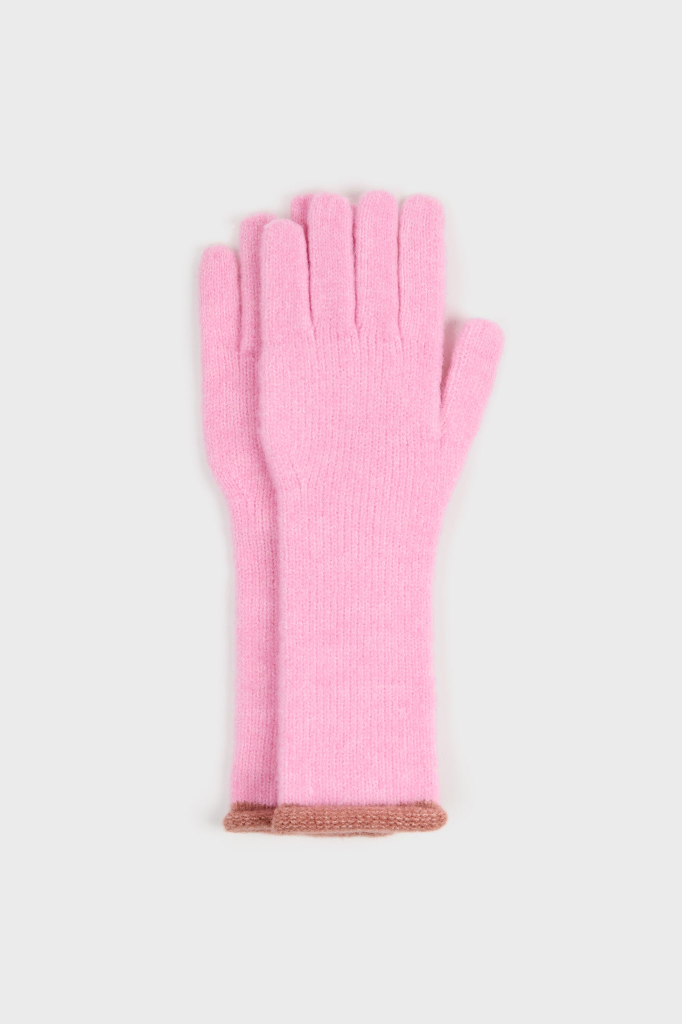 Pink and brown trim long gloves_1