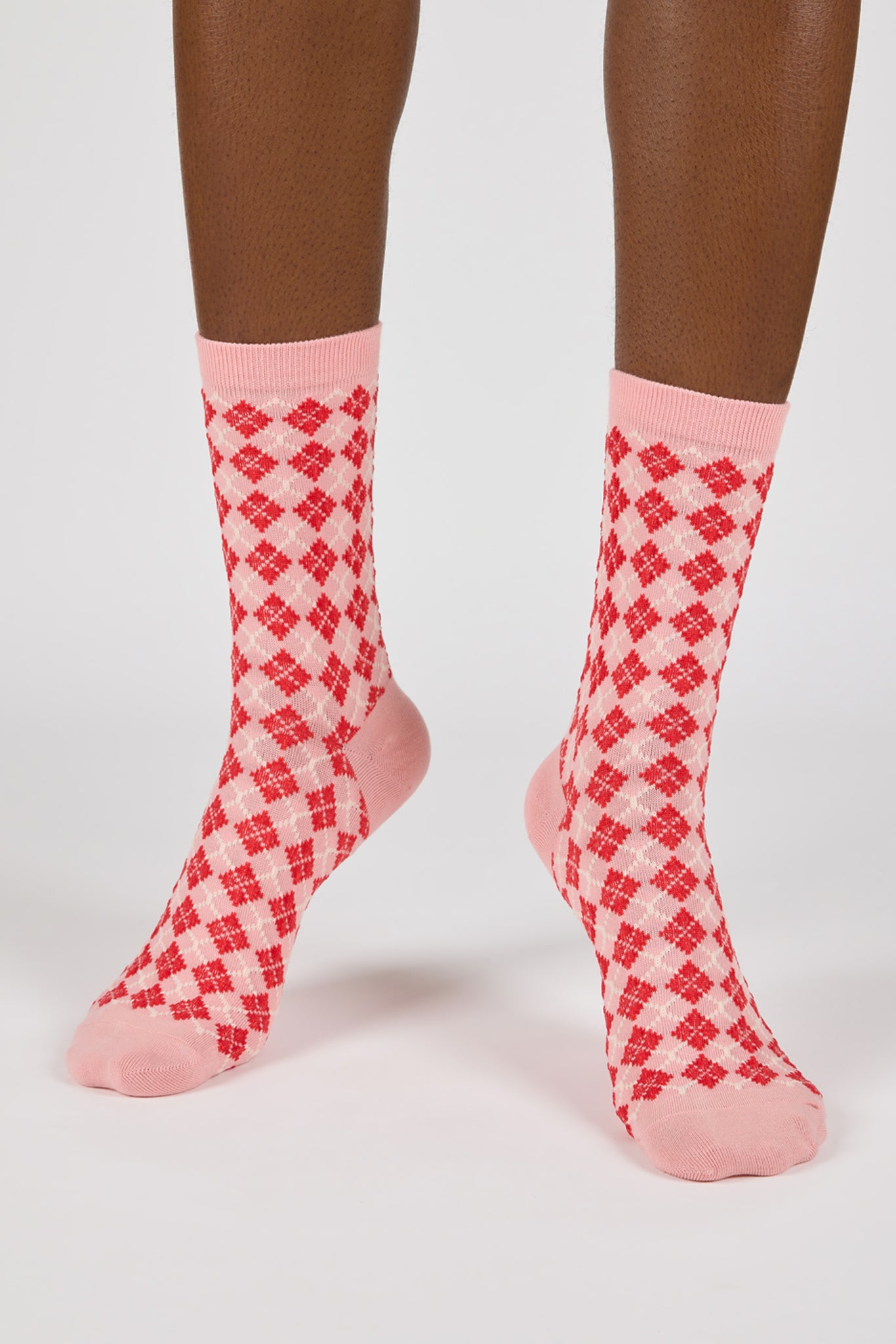 Pink and red bold argyle socks_2