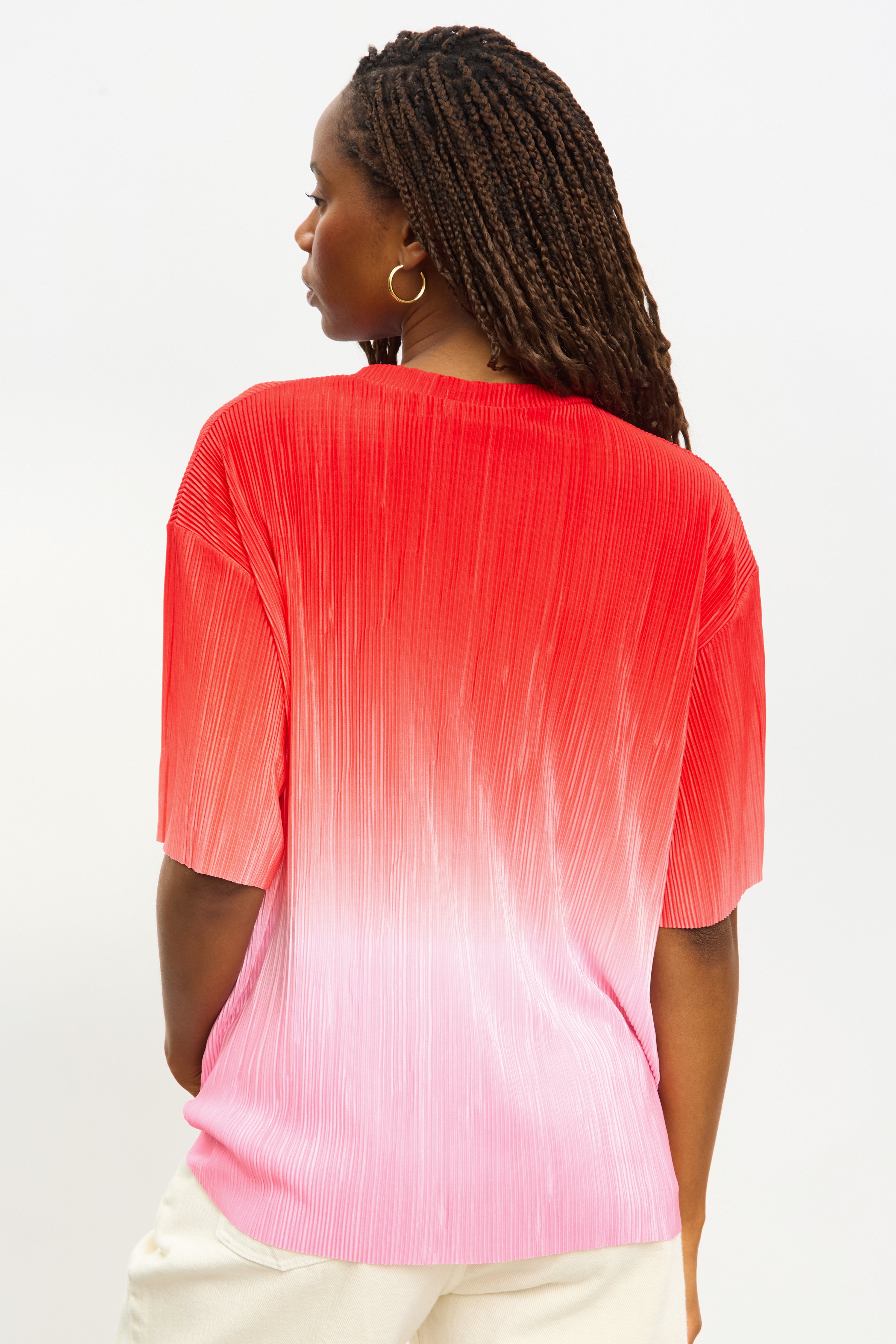 Pink and red bold ombre ribbed tee_2