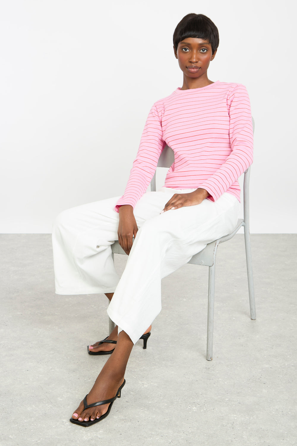 Pink and red tiny stripe long sleeve top_5