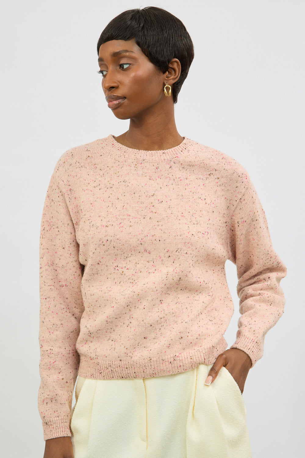 Pink flecked wool blend jumper_1