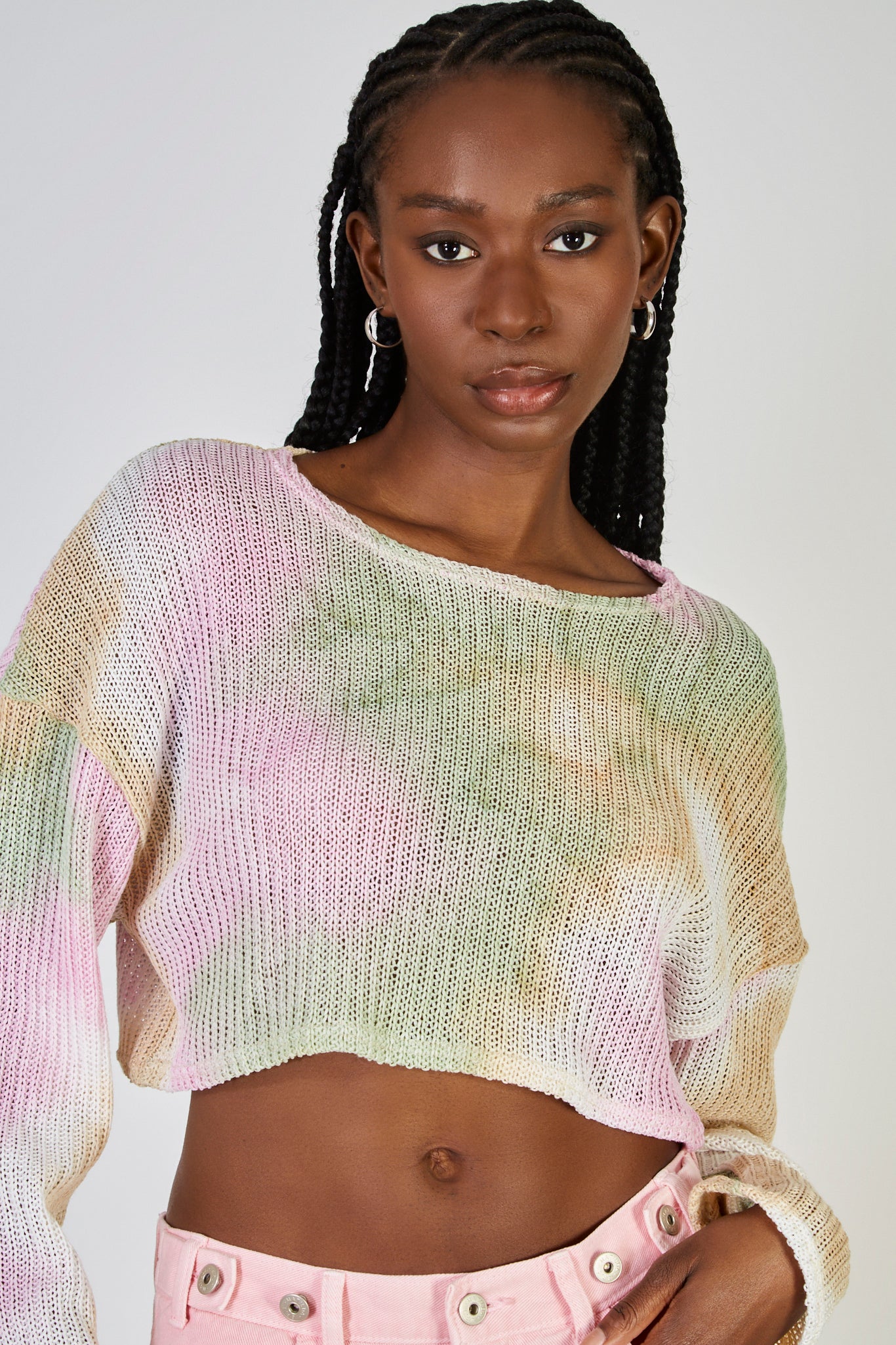 Pink green and orange tie dye top_1