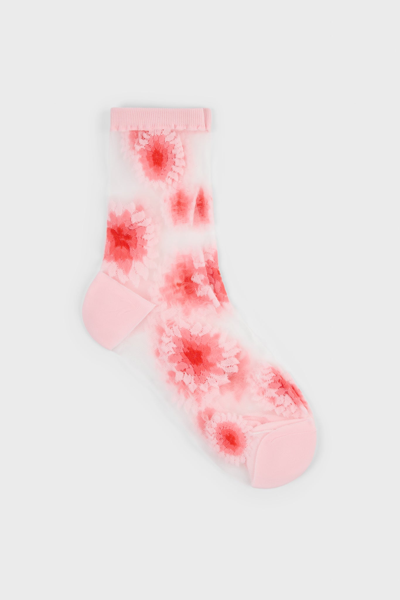 Pink large daisy sheer socks_1