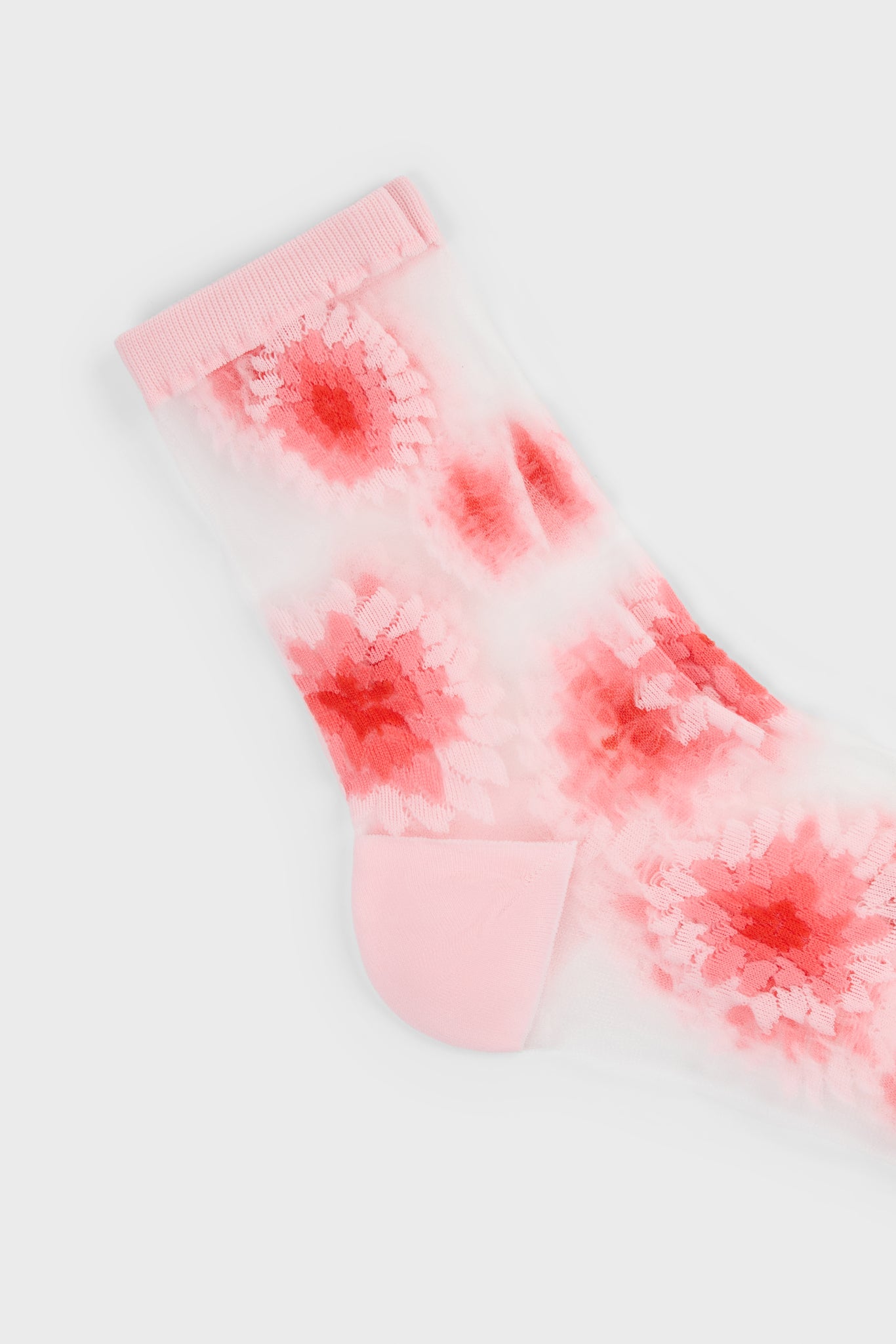 Pink large daisy sheer socks_2