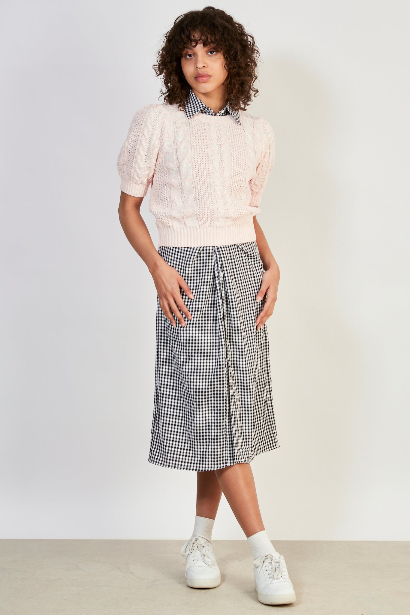 Pink mixed cableknit tee_4