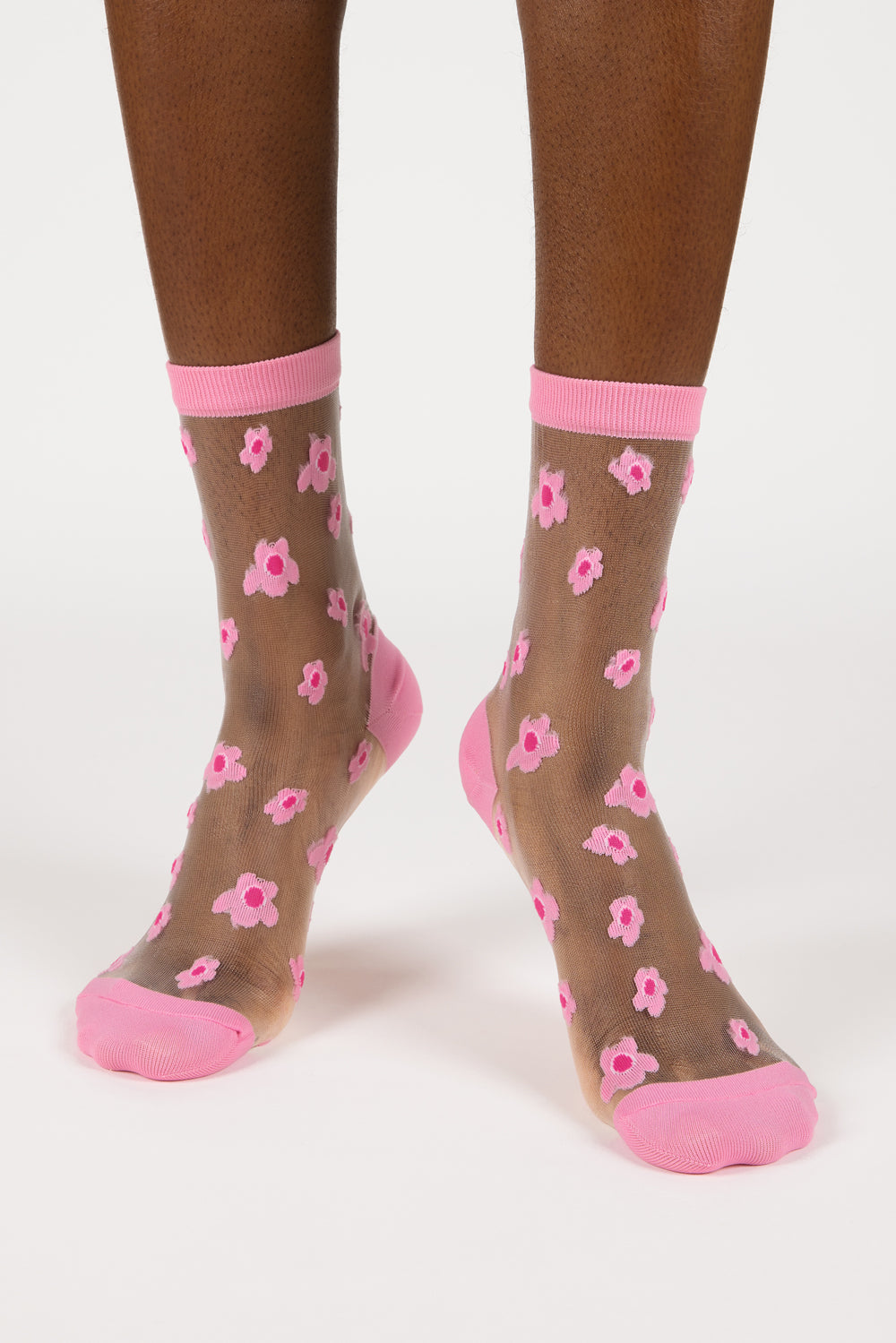 Pink mixed flower sheer socks_2