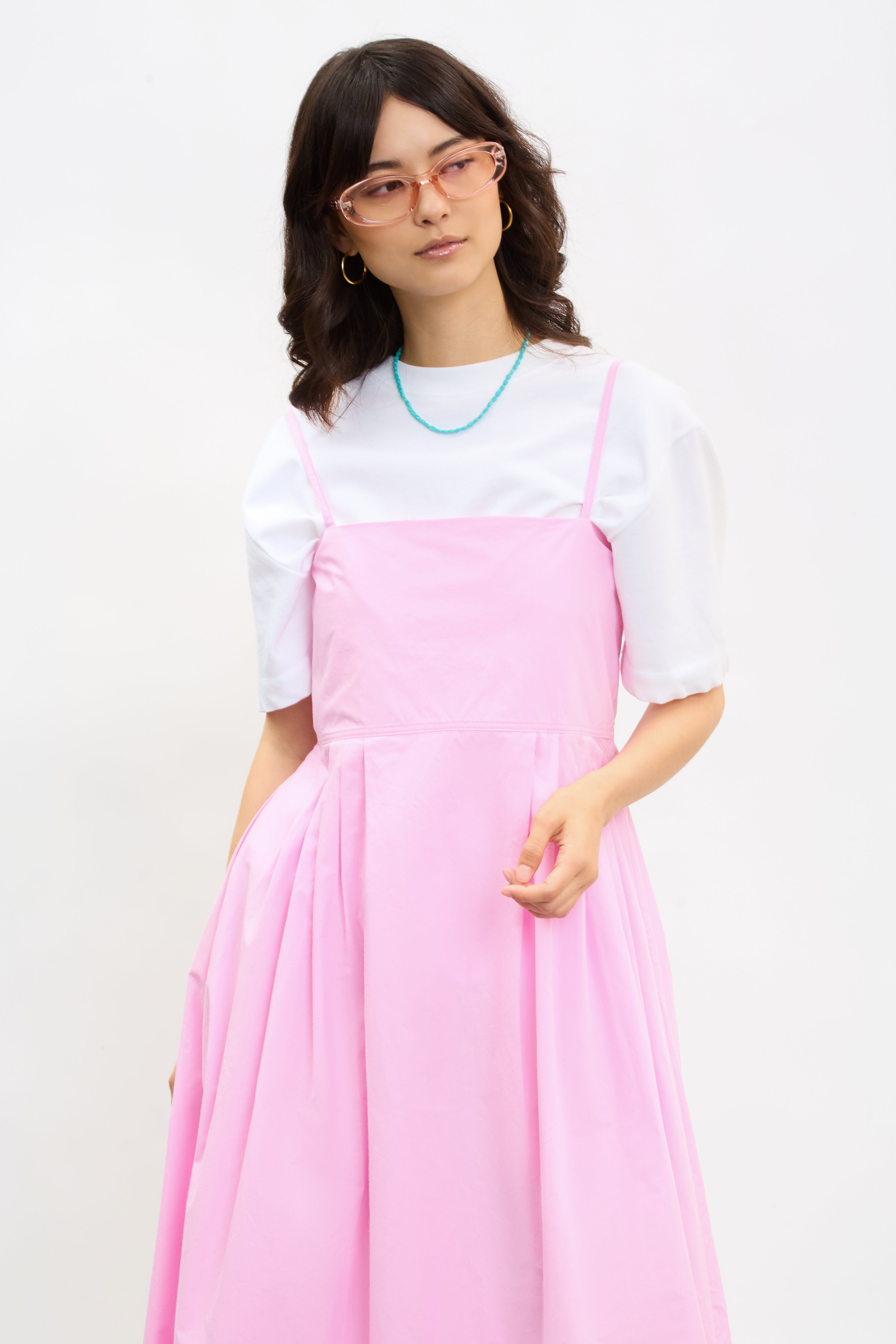 Pink pleated skirt strappy dress_3