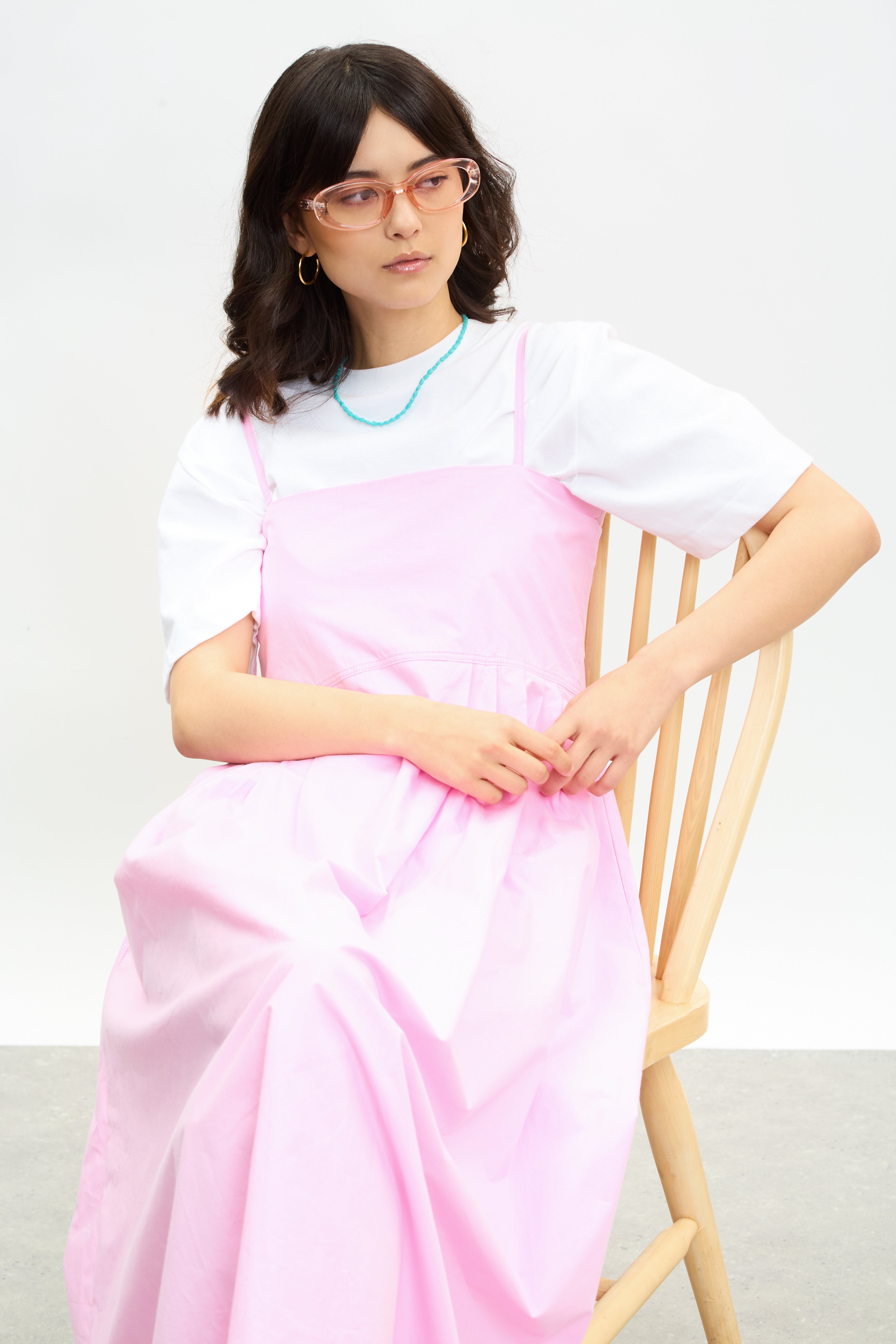 Pink pleated skirt strappy dress_5