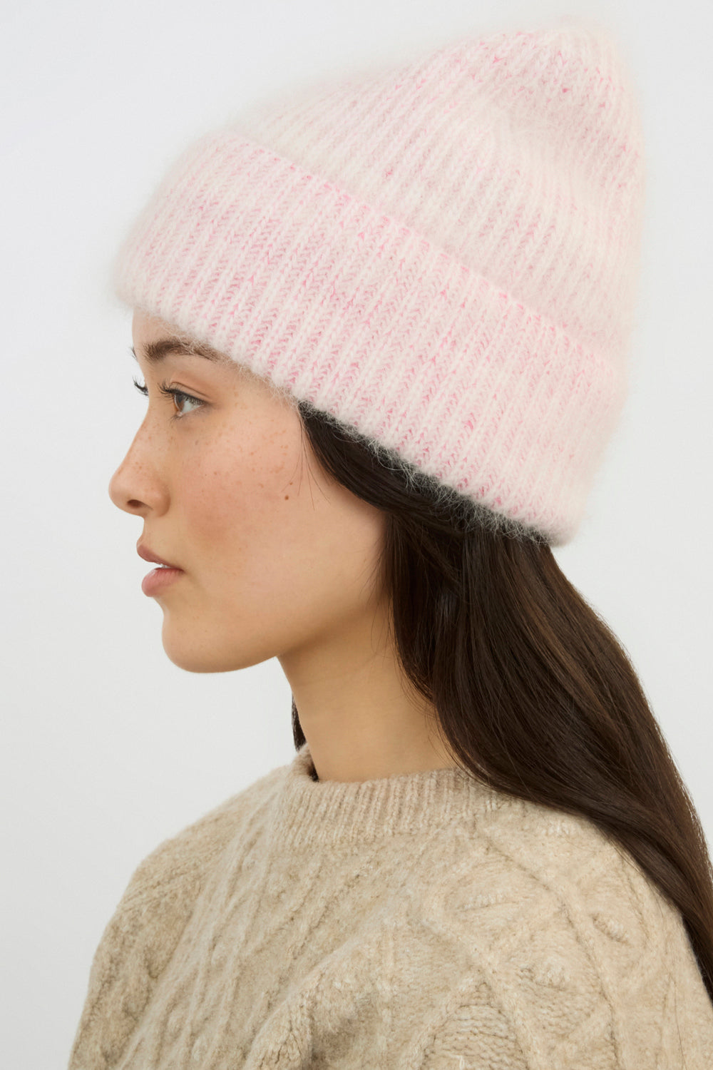 Pink ribbed angora beanie_4
