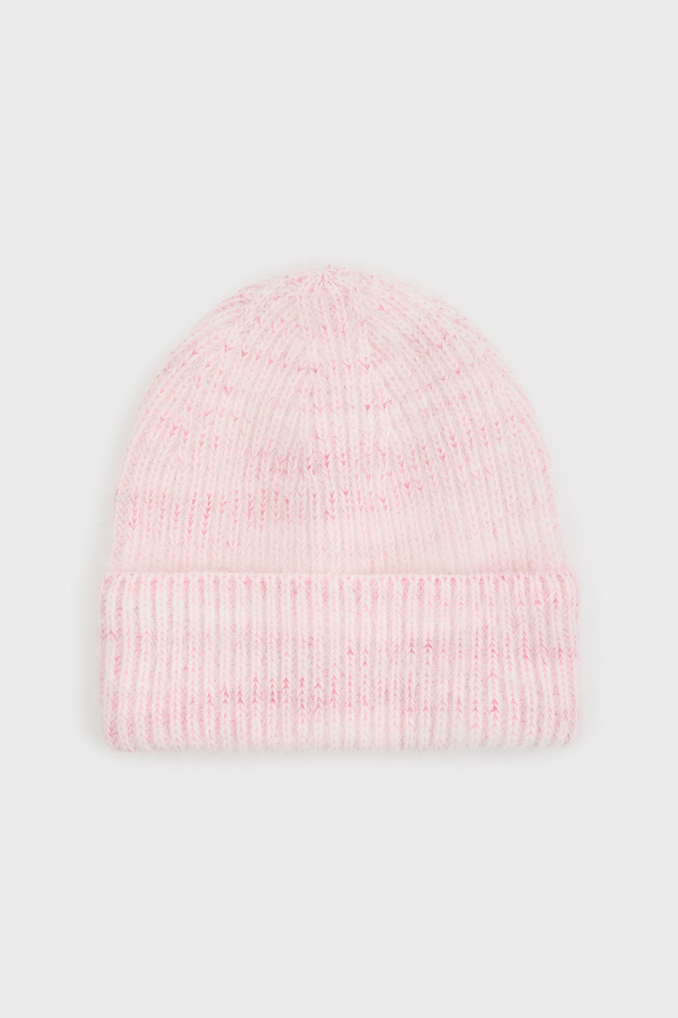 Pink ribbed angora beanie_1