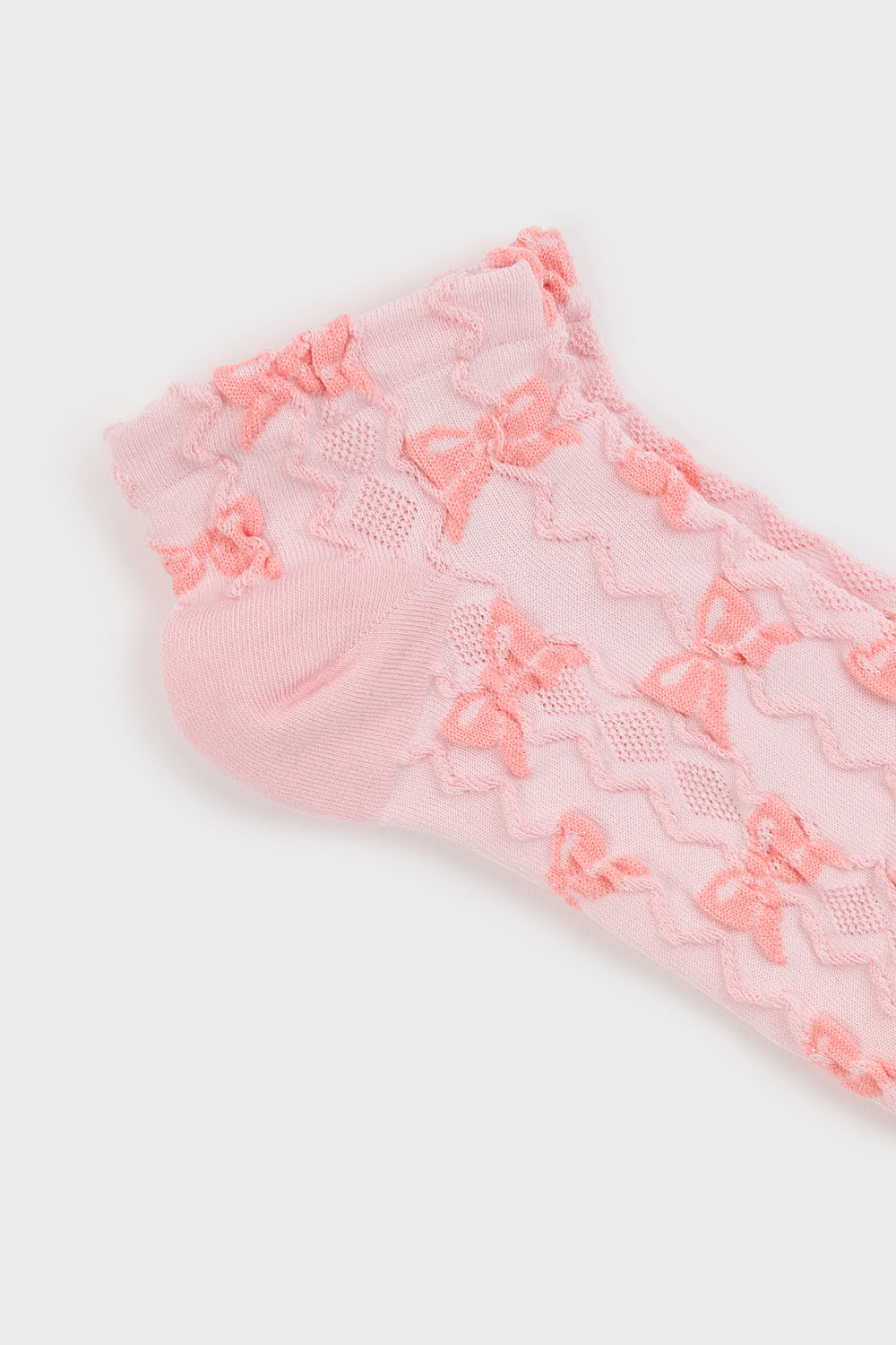 Pink semi sheer bow pop socks_2