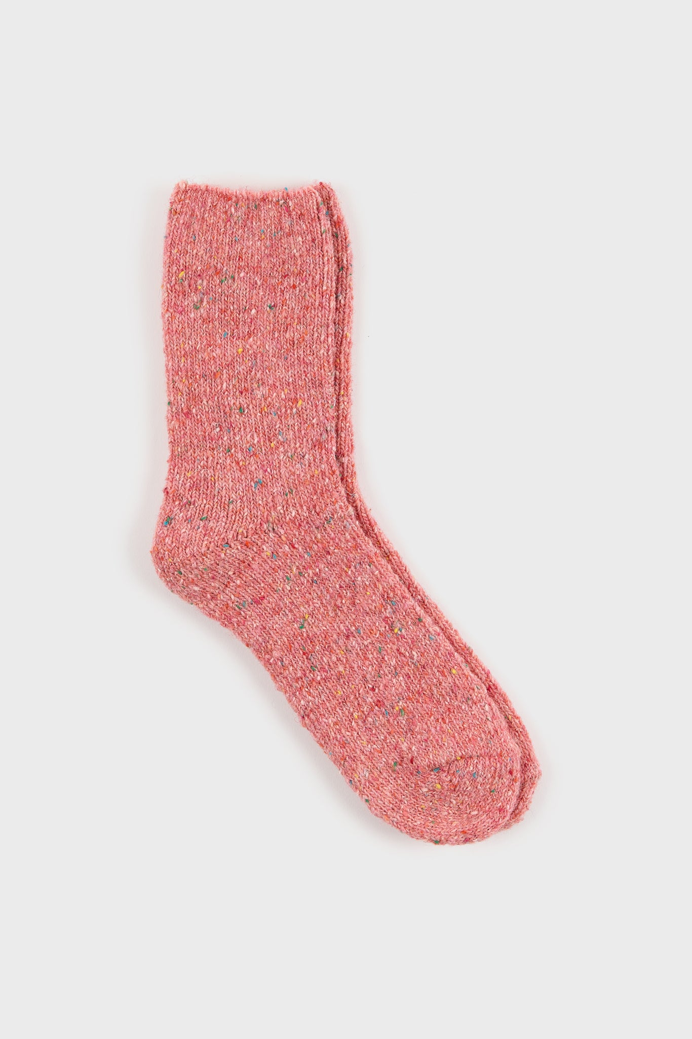 Pink smooth rainbow fleck wool blend socks_1