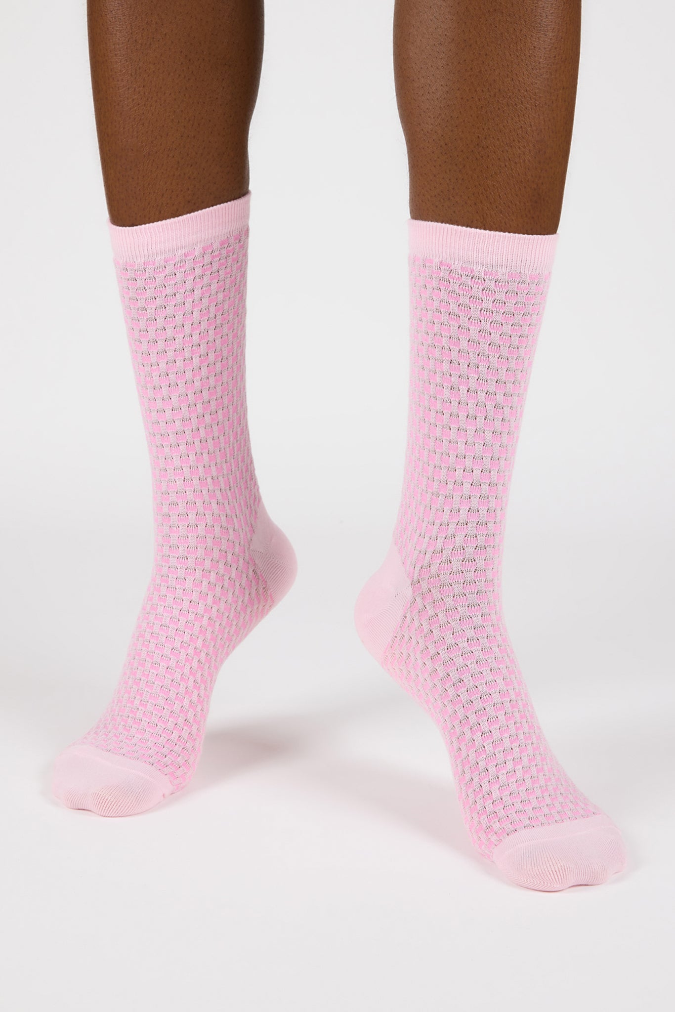 Pink two tone waffle socks_2