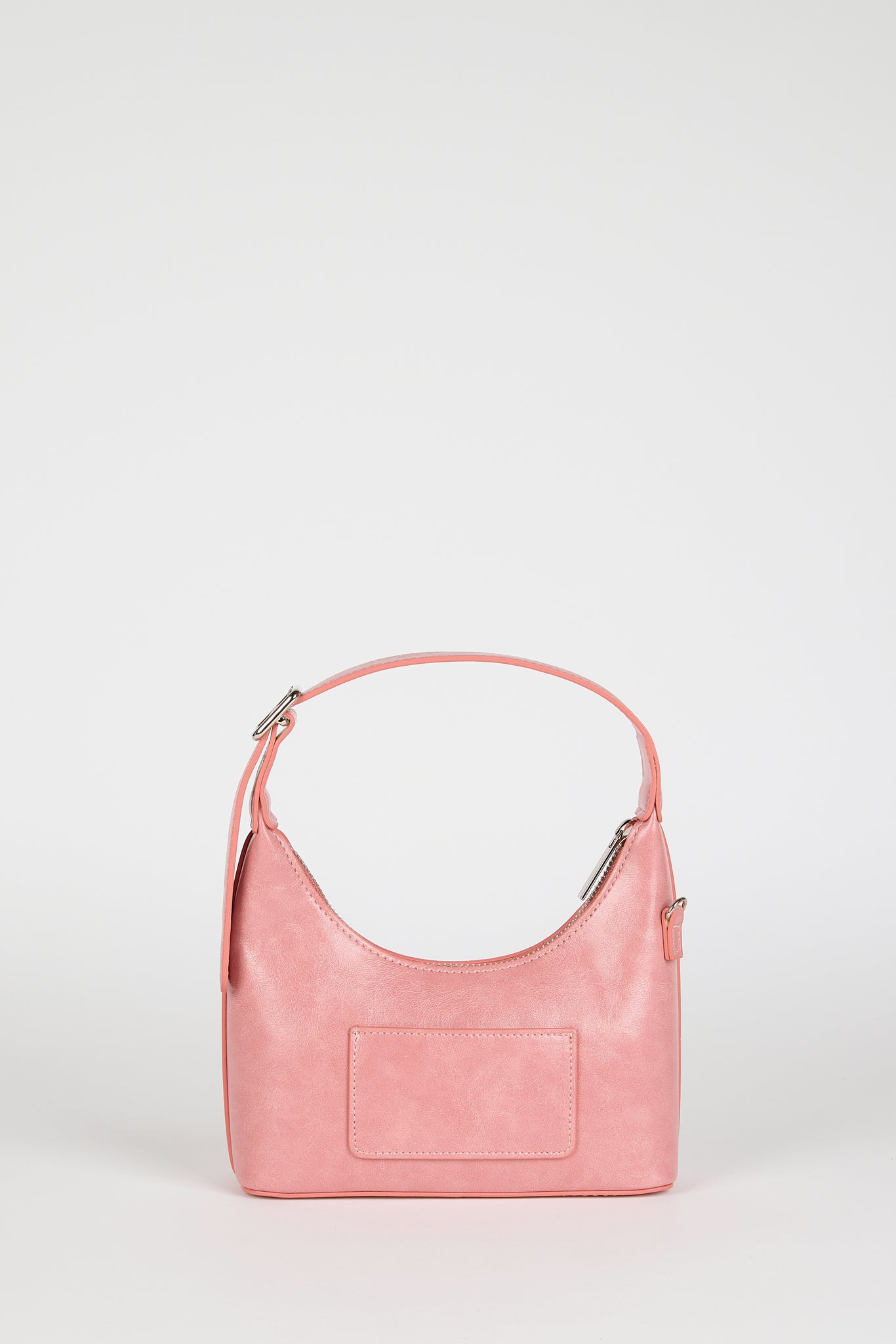 Pink vegan leather curved shoulder bag_2