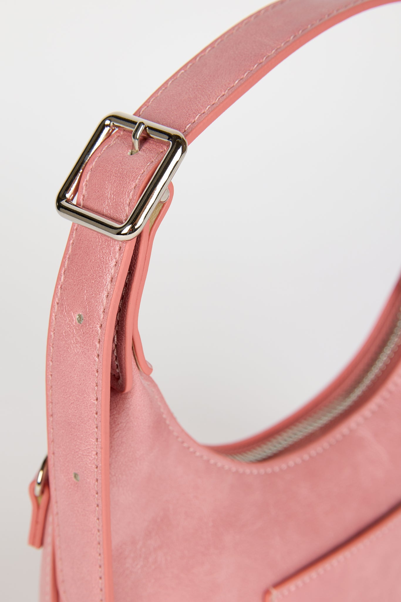 Pink vegan leather curved shoulder bag_5