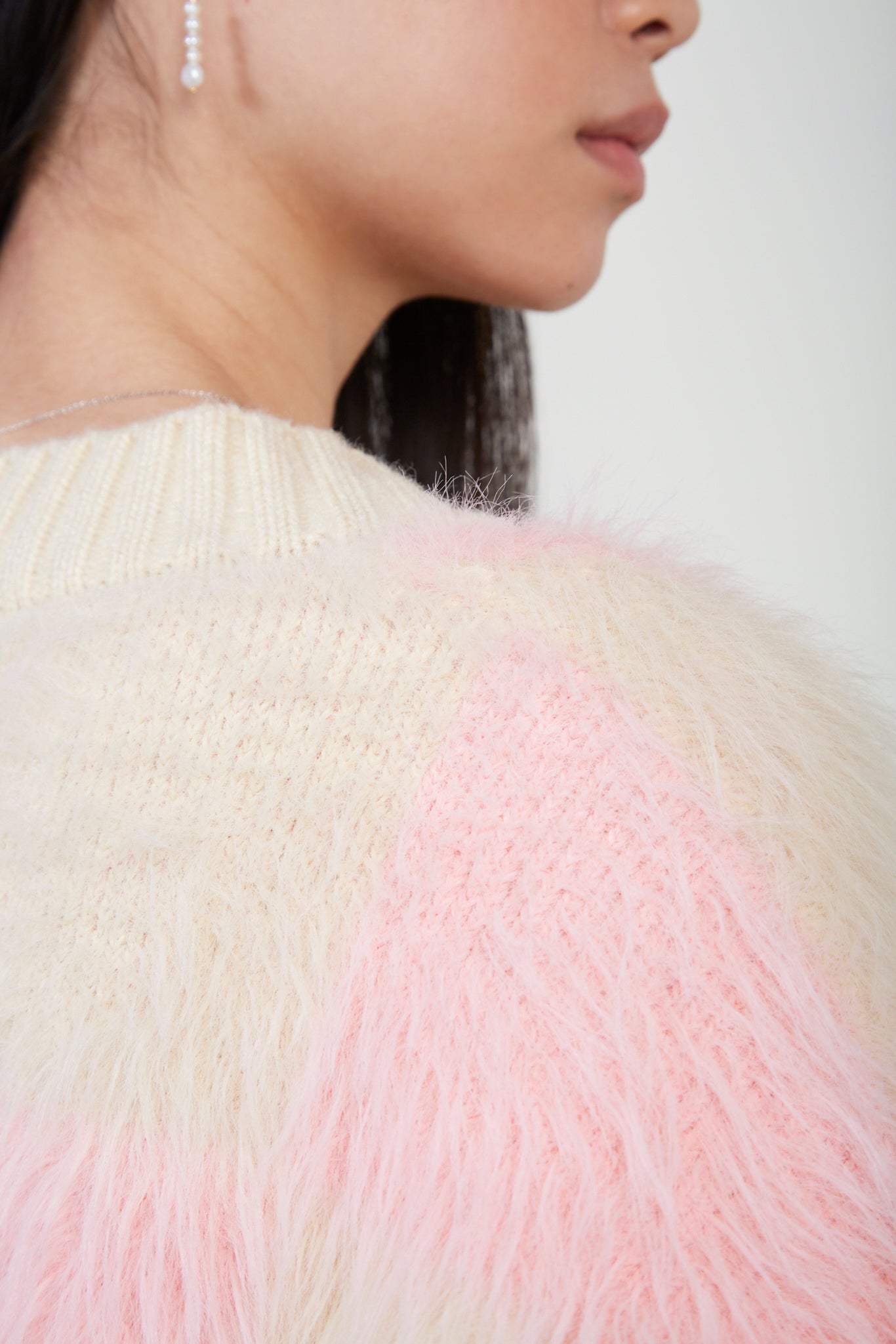 Pink and ivory block check fuzzy cardigan_4