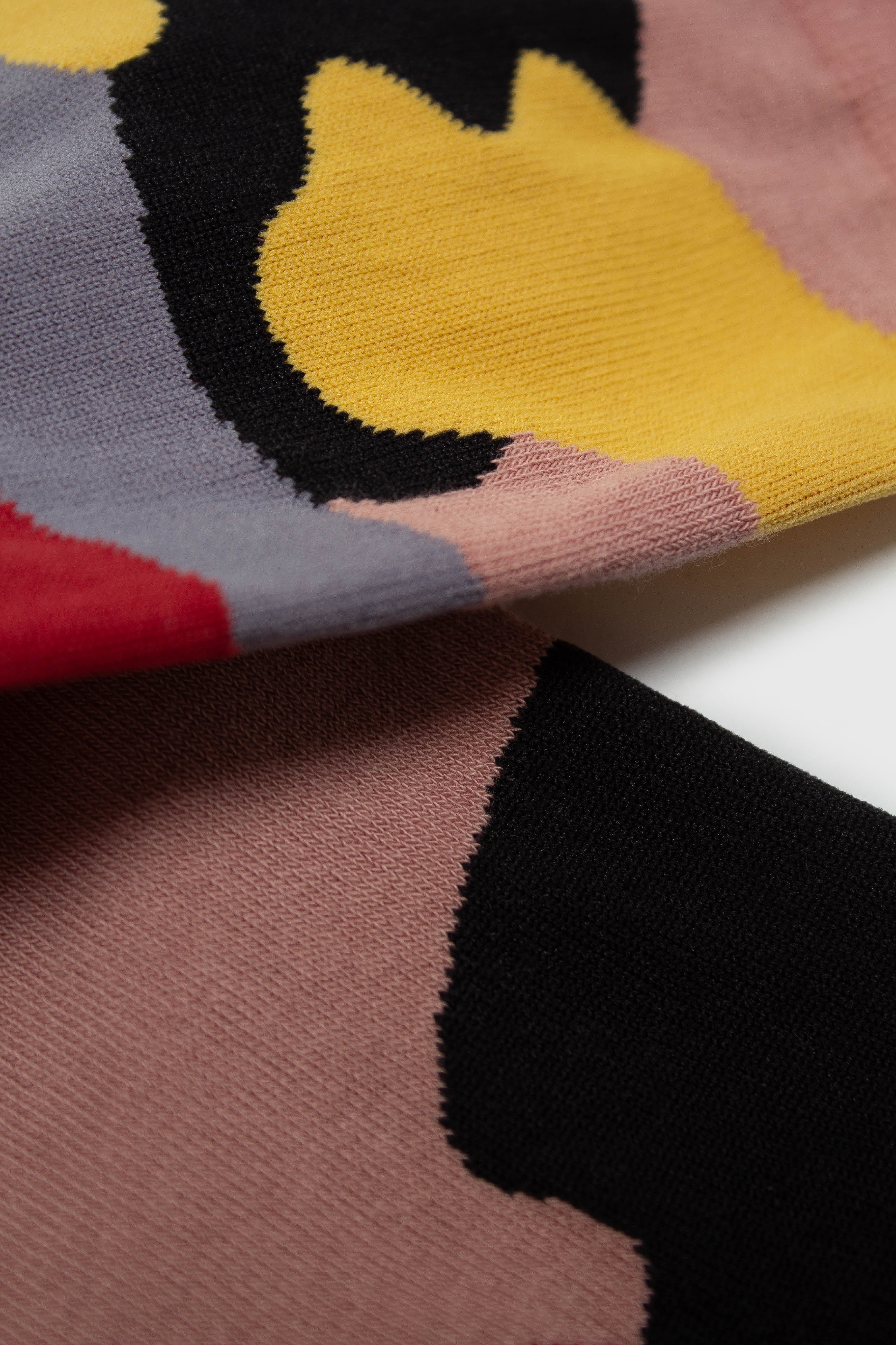 Pink and yellow abstract print socks_2