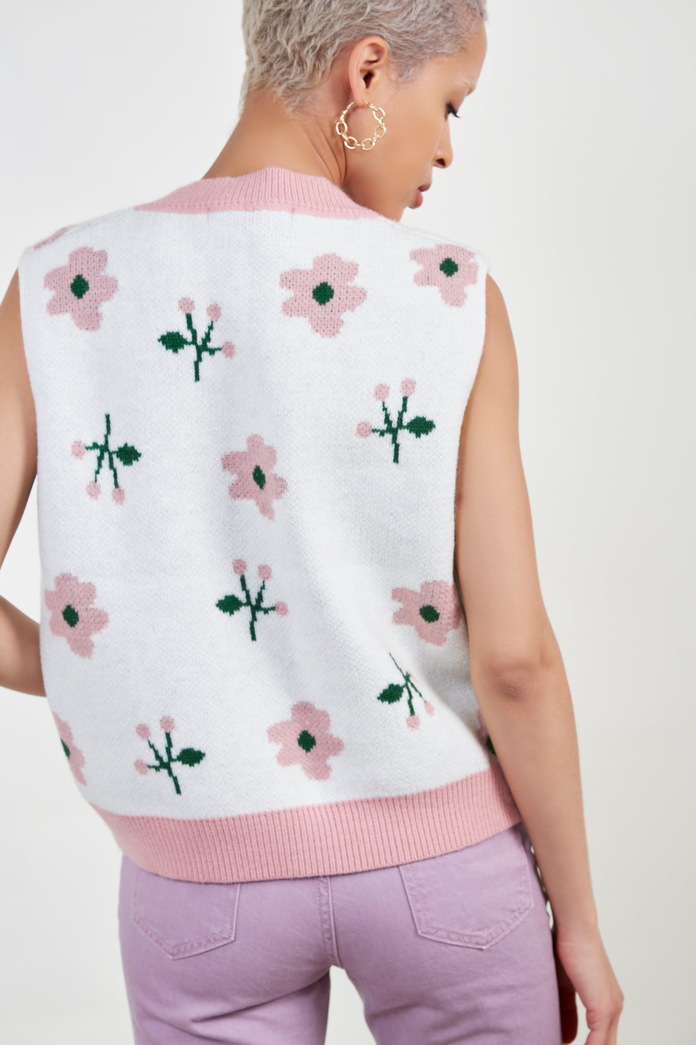 Pink bobble cherry sweater vest_4