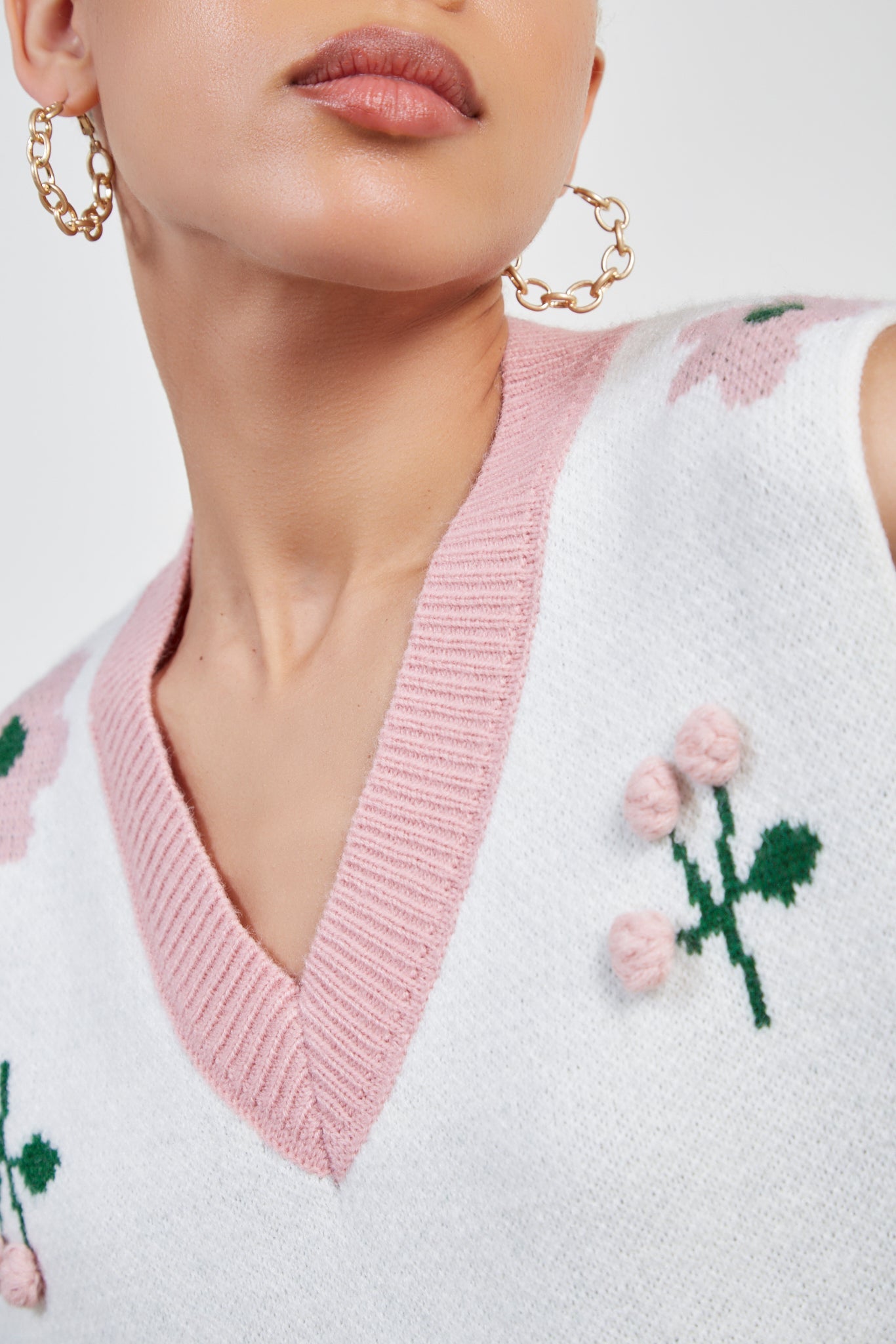 Pink bobble cherry sweater vest_5