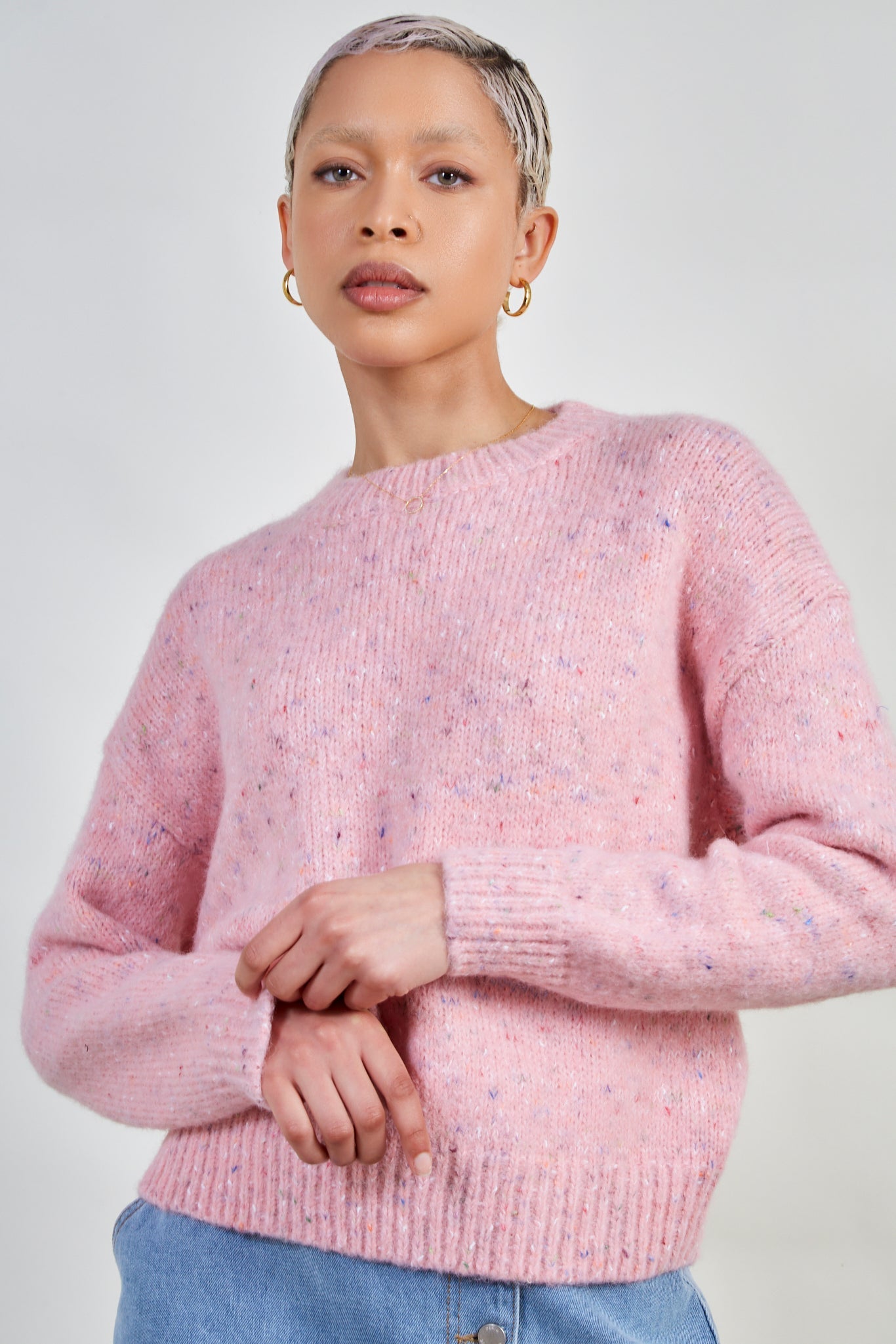 Pink rainbow fleck smooth jumper_1