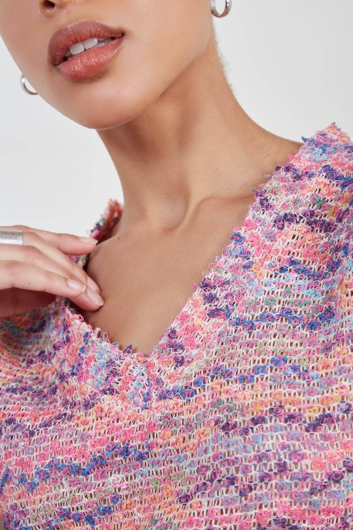 Pink rainbow knit tank_4