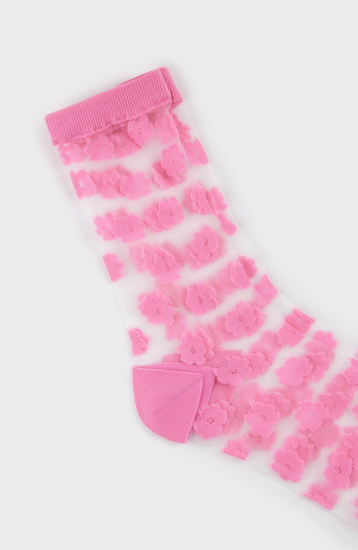 Pink sheer tiny flower socks_4