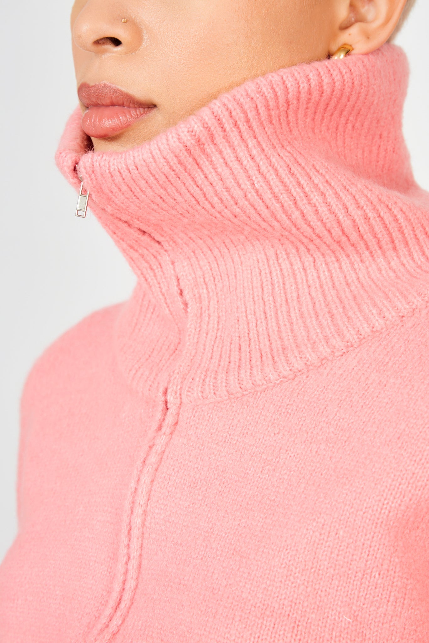 Pink zip neck collared jumper_4