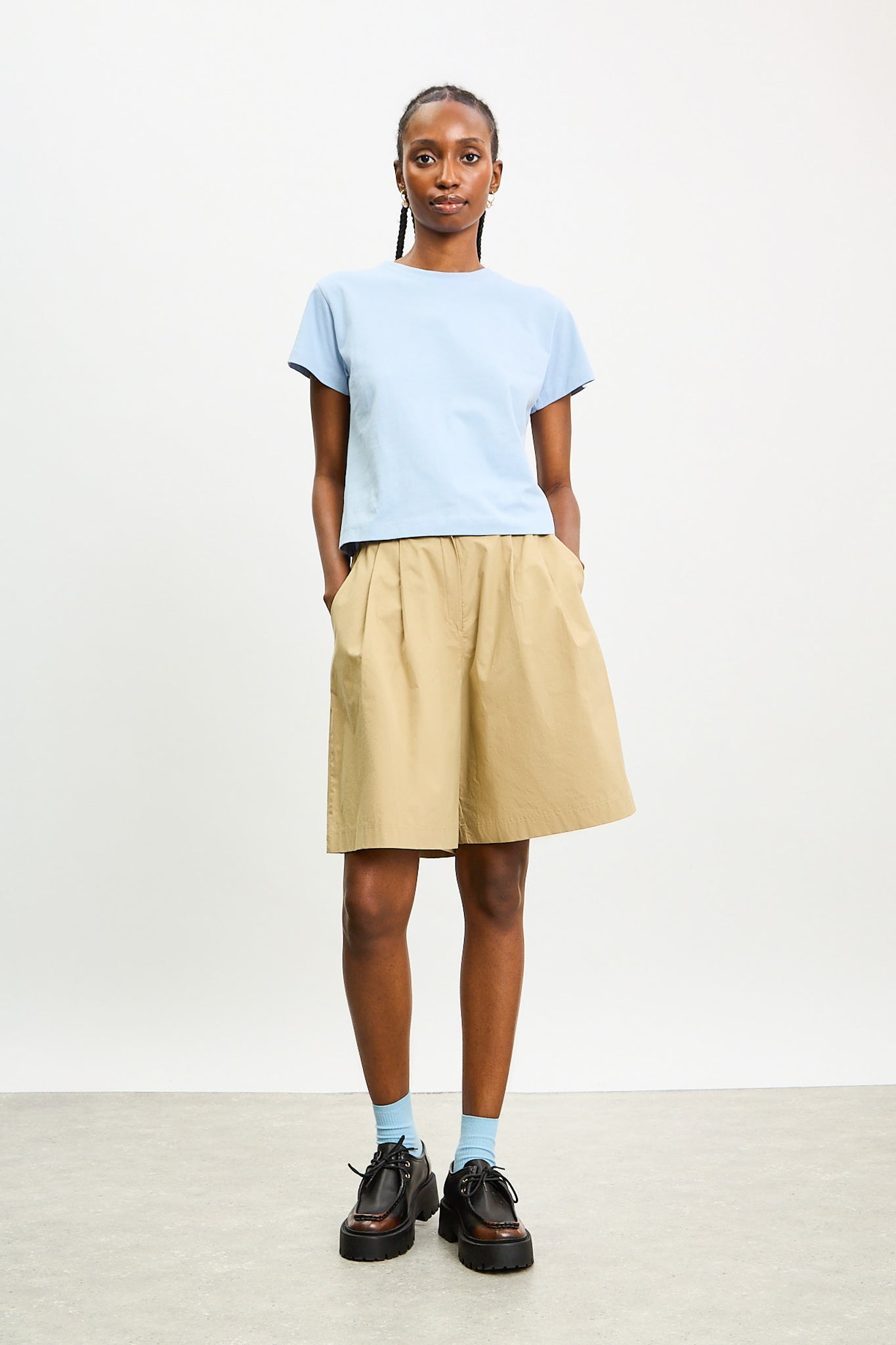 Powder blue crew neck t-shirt_4