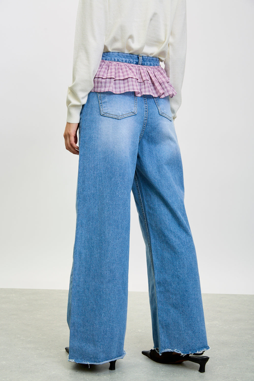 Purple and pink tiny plaid ruffled belt_2