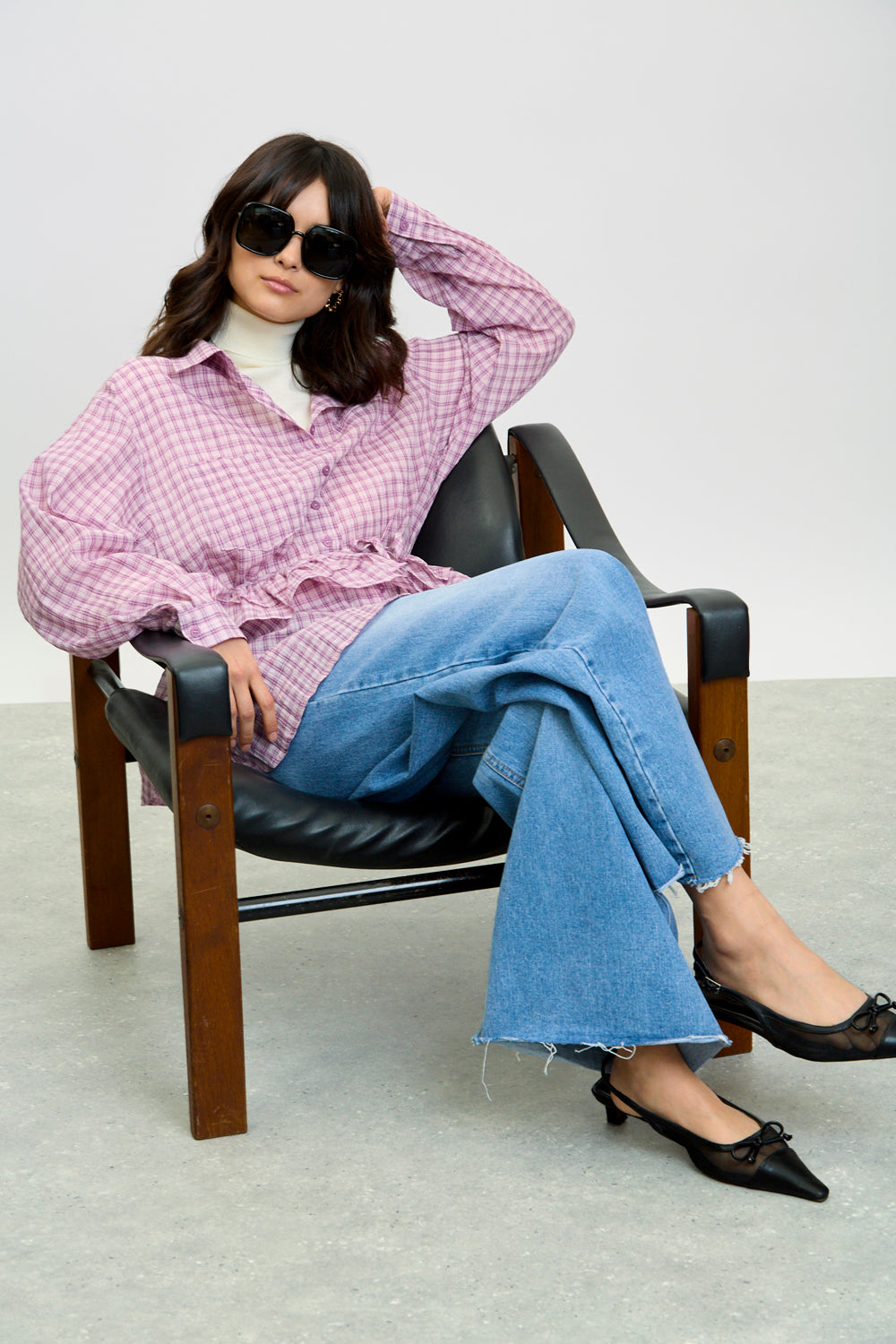 Purple and pink tiny plaid shirt_5