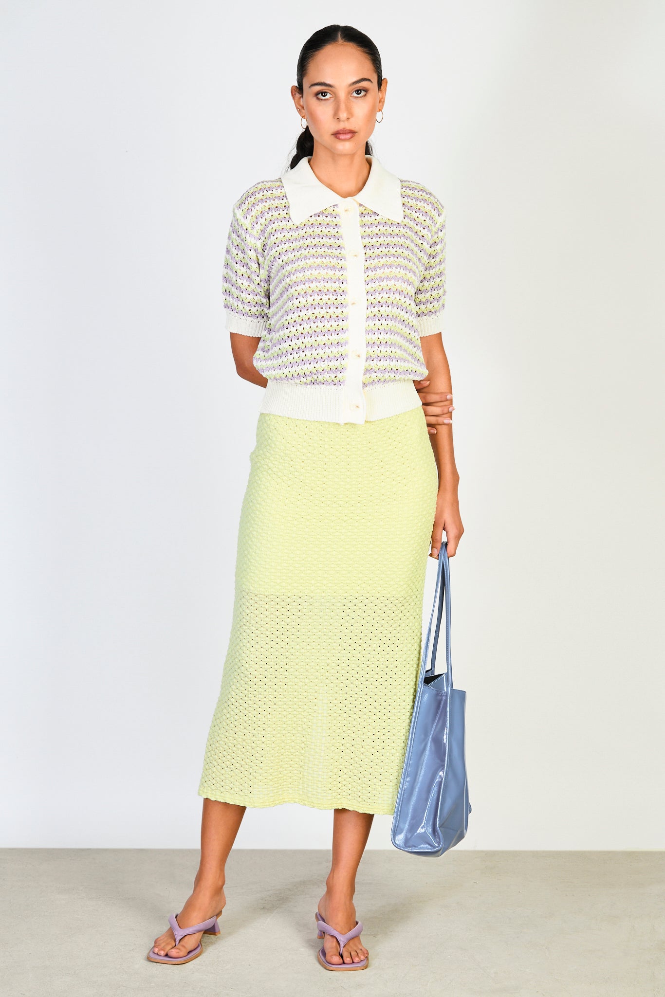 Purple and white knit short sleeved polo_4