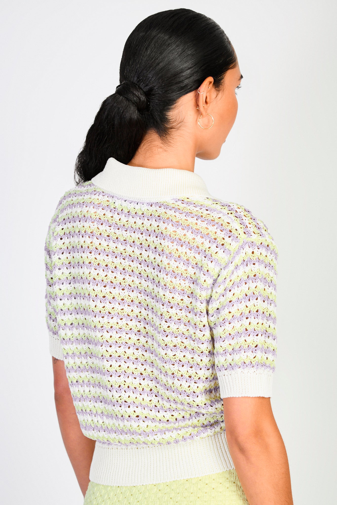 Purple and white knit short sleeved polo_2