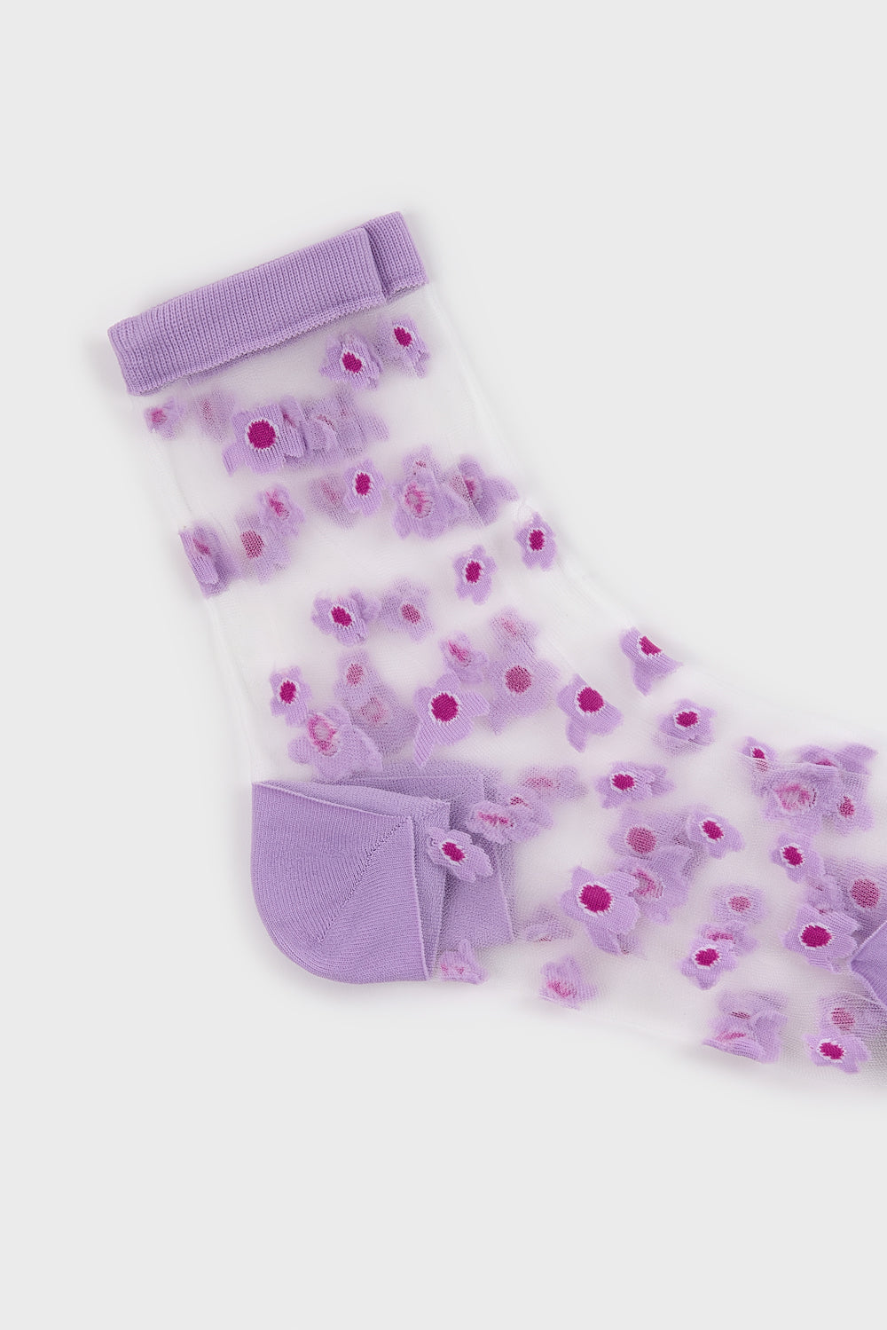 Purple mixed flower sheer socks_4