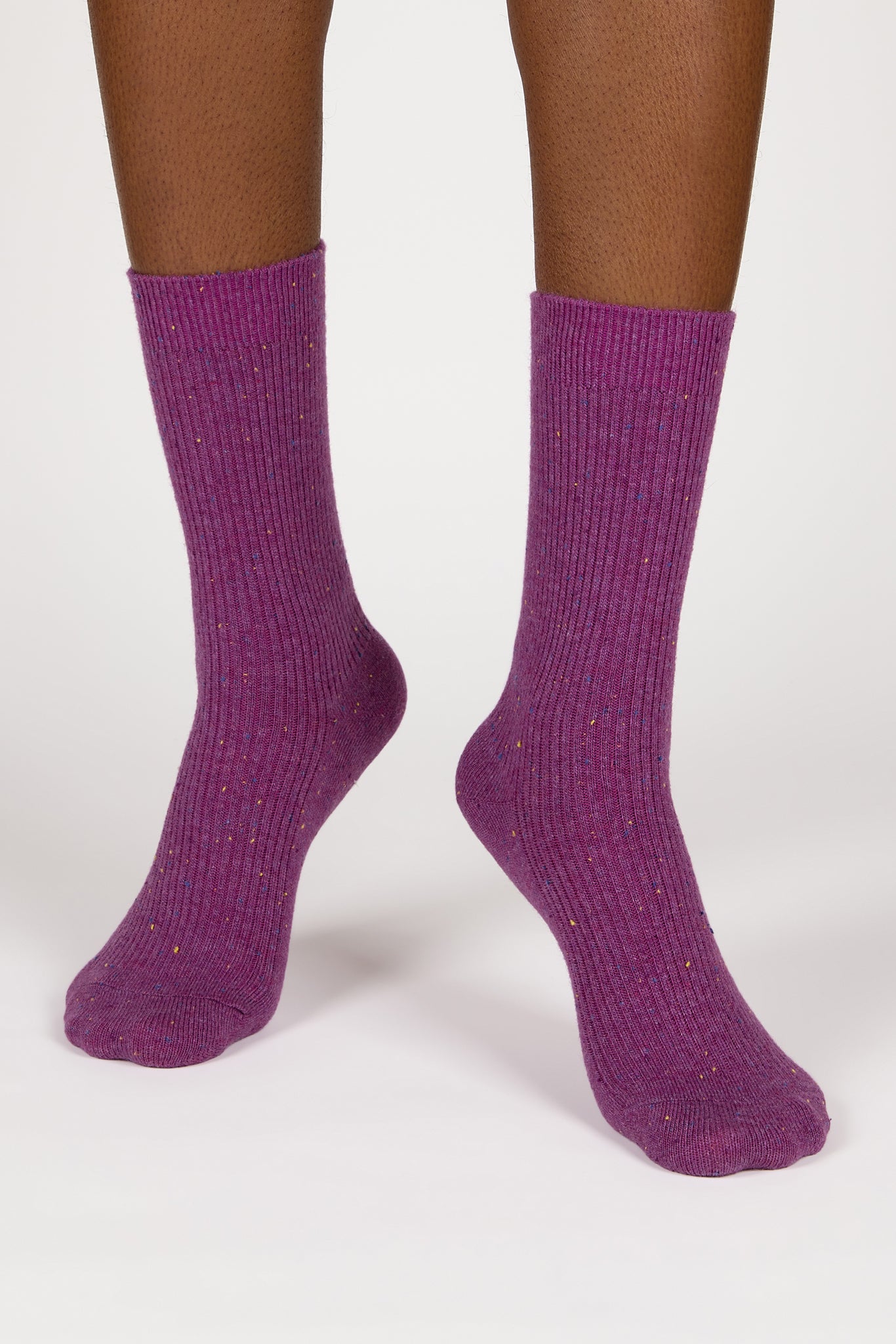 Purple thin ribbed rainbow fleck socks_4