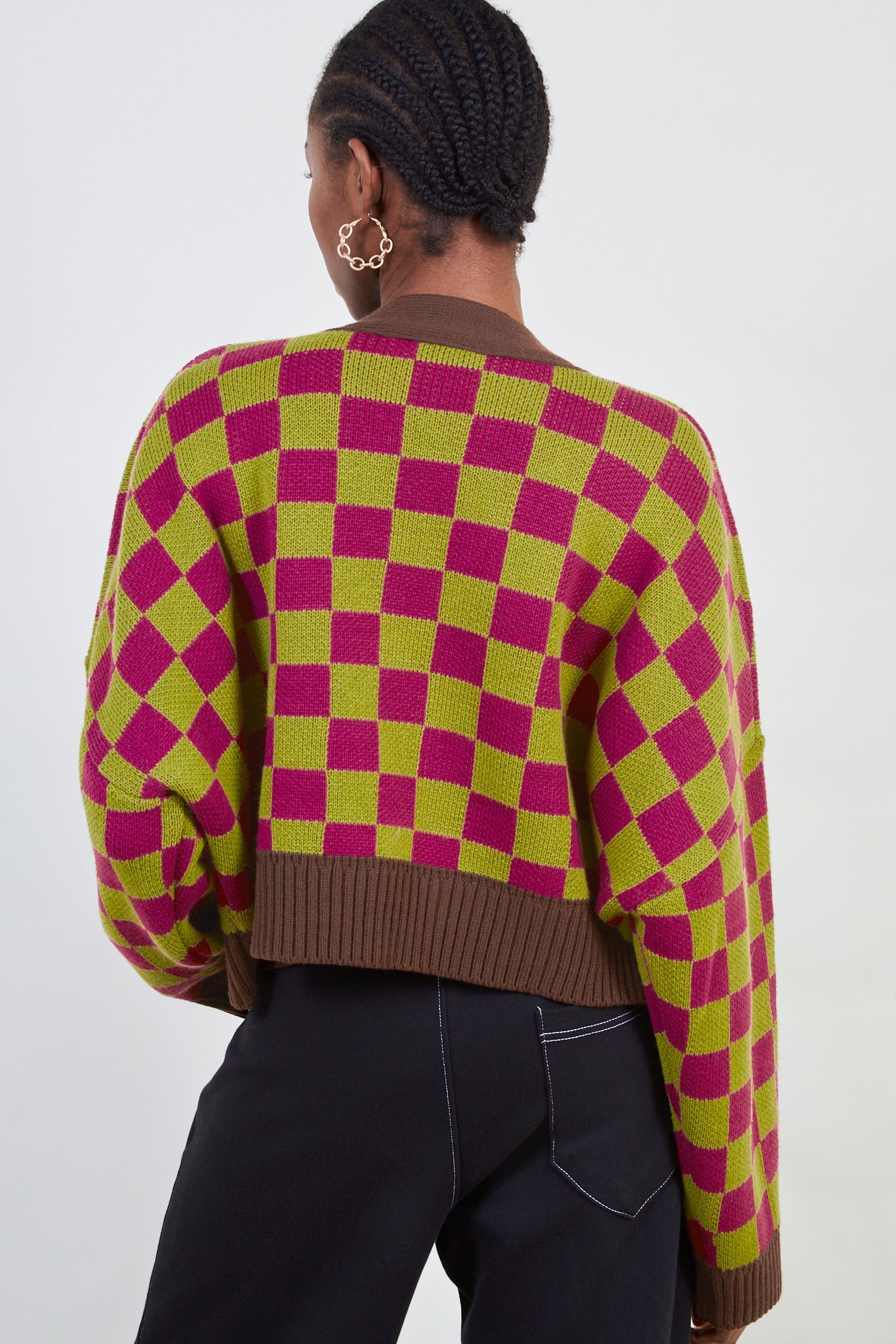 Purple and lime bold checked cardigan_2