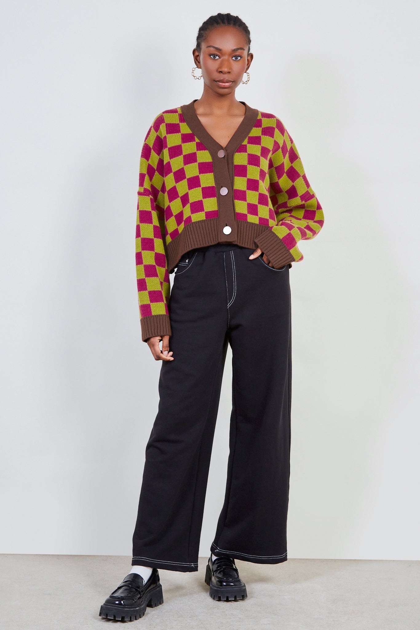 Purple and lime bold checked cardigan_3