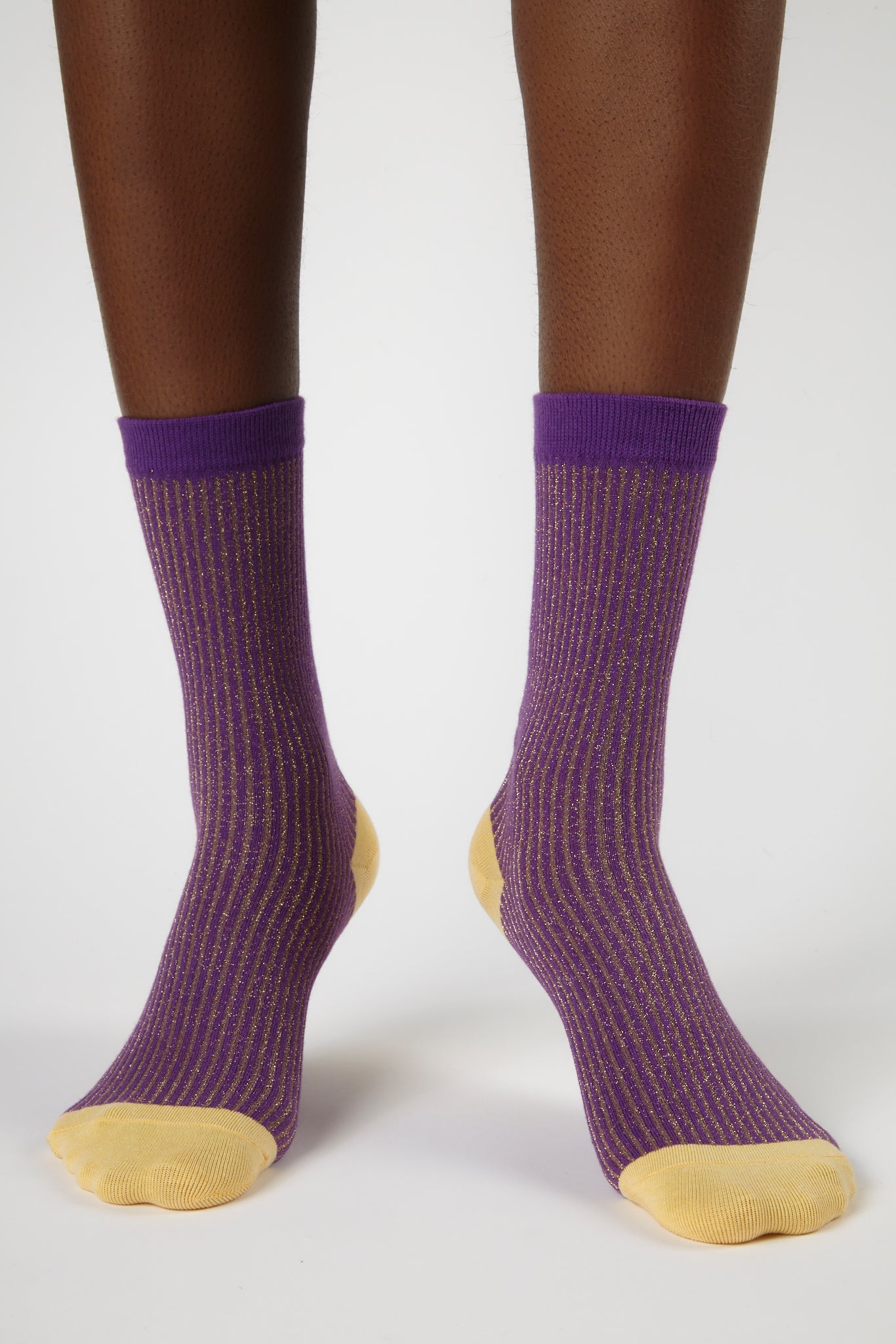 Purple glitter striped multicolour socks_4