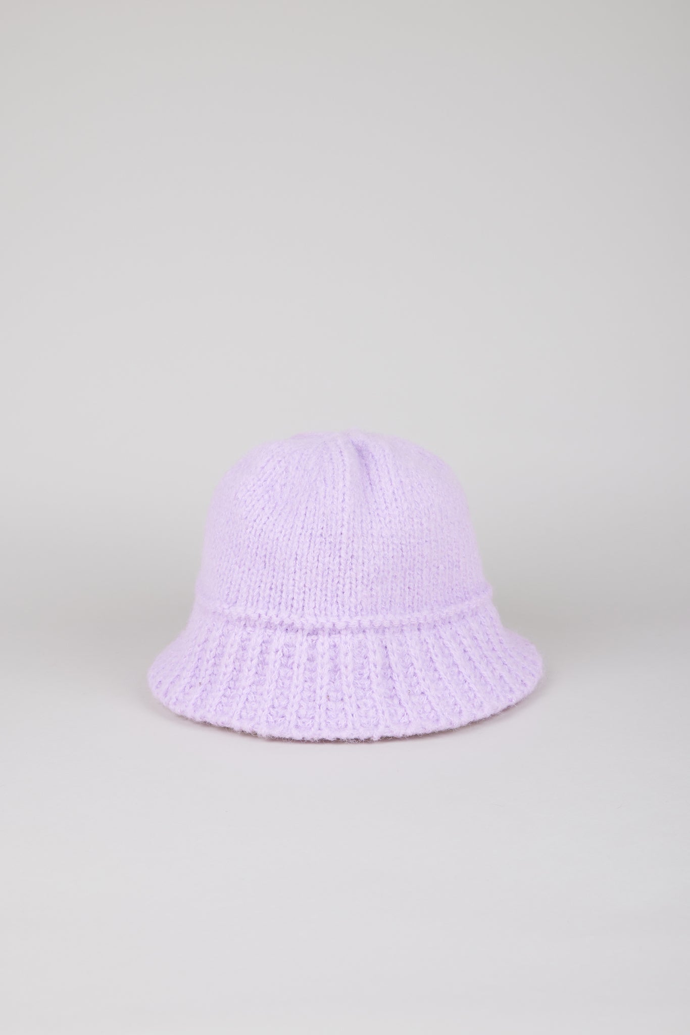 Purple knit ribbed trim bucket hat_1