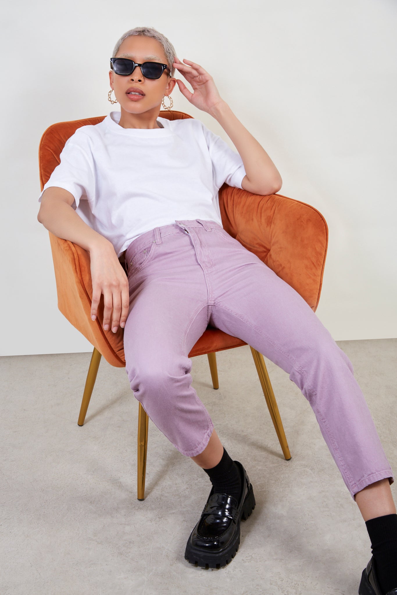 Pale purple recycled cotton blend jeans_2