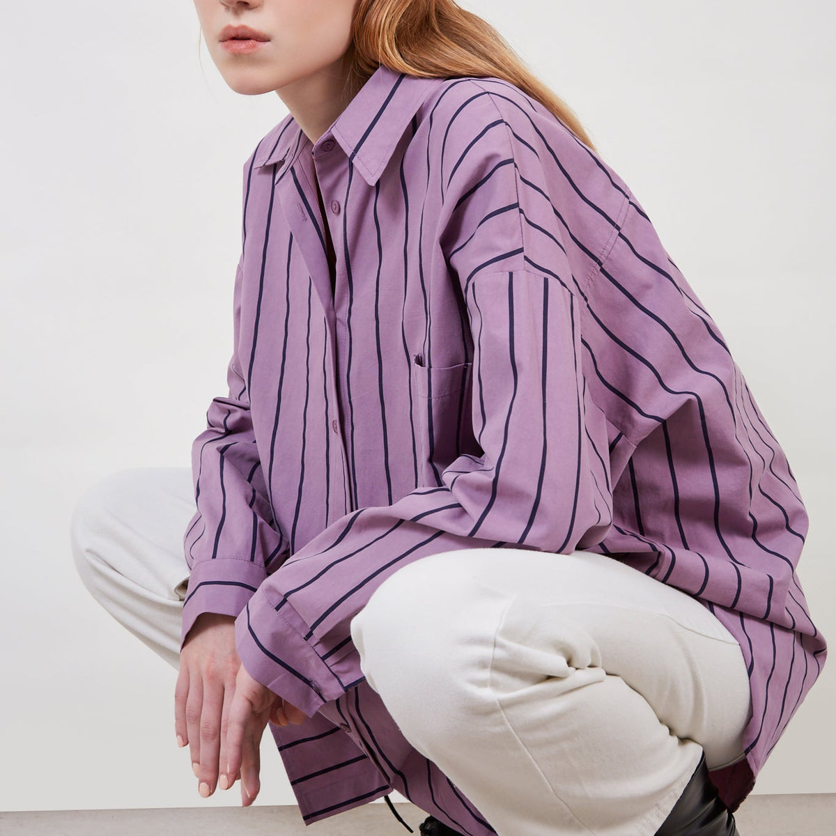 Purple striped oversized shirt