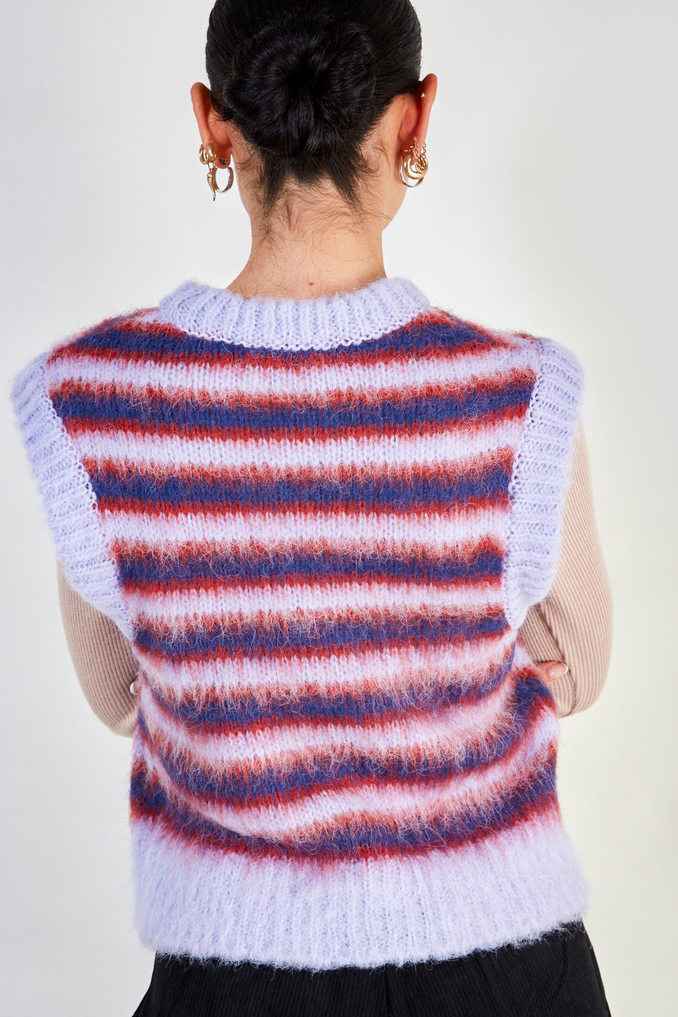 Purple striped wool blend sweater vest_3