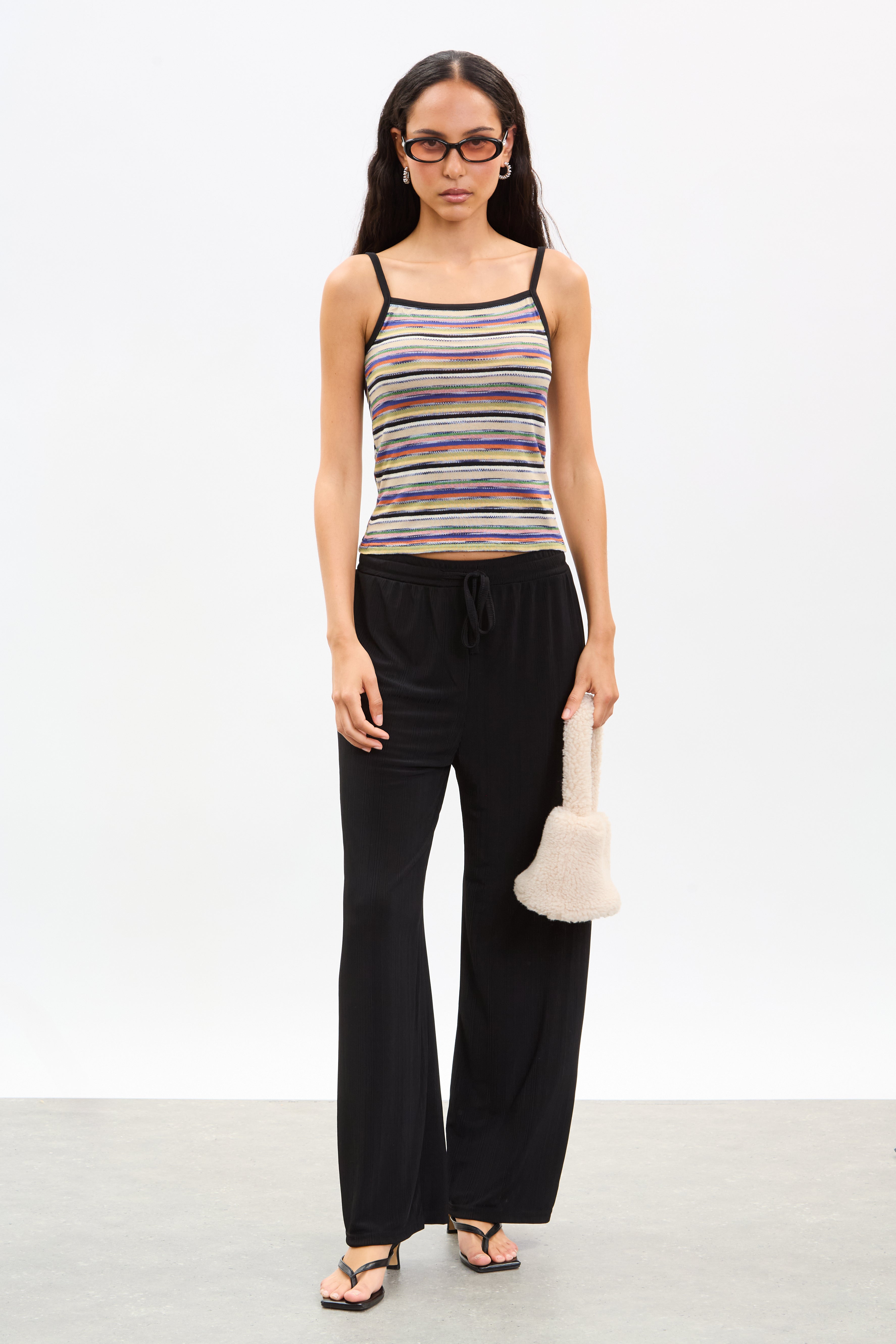 Rainbow multi stripe black trim tank top_4