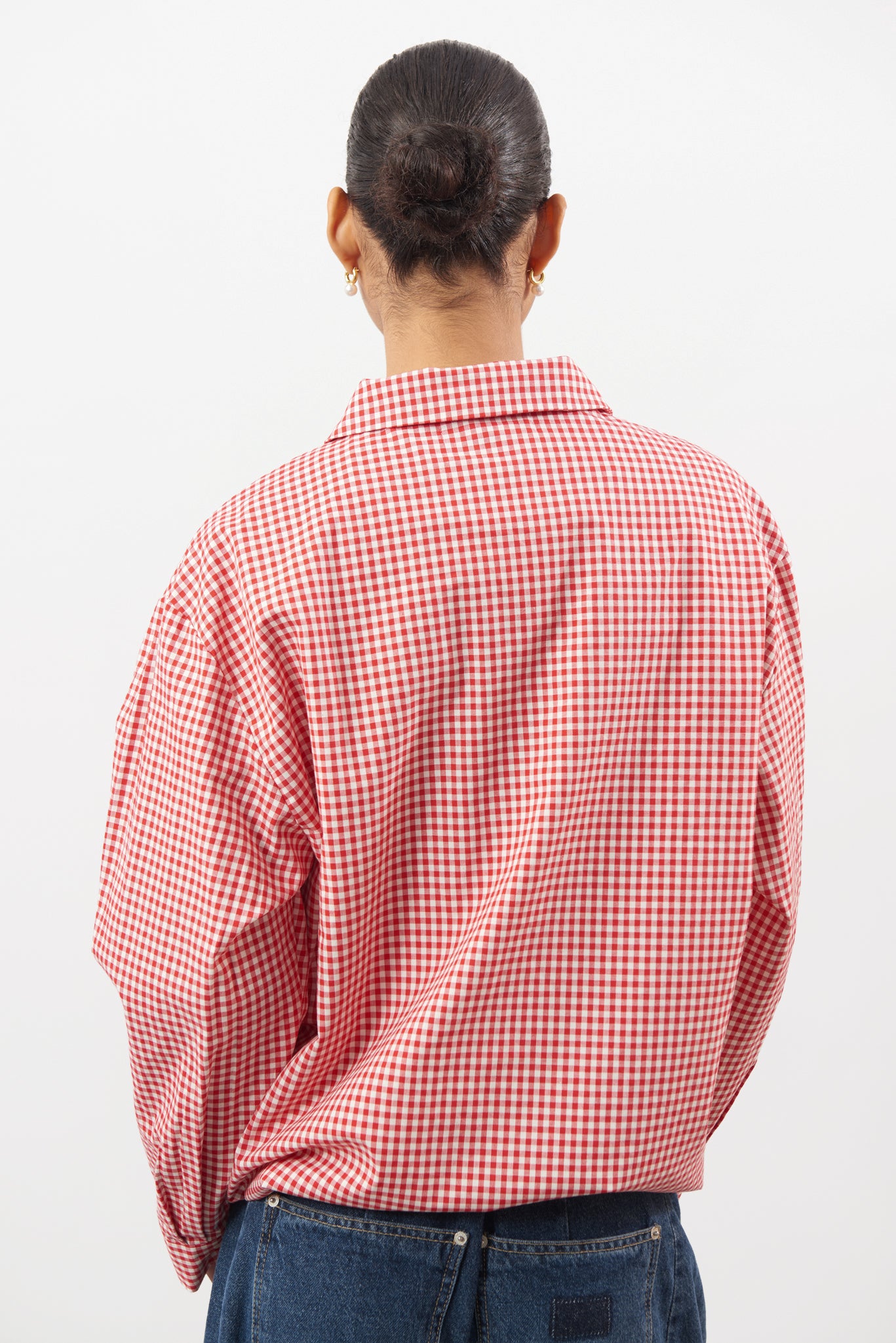 Red and white gingham collared jacket_3