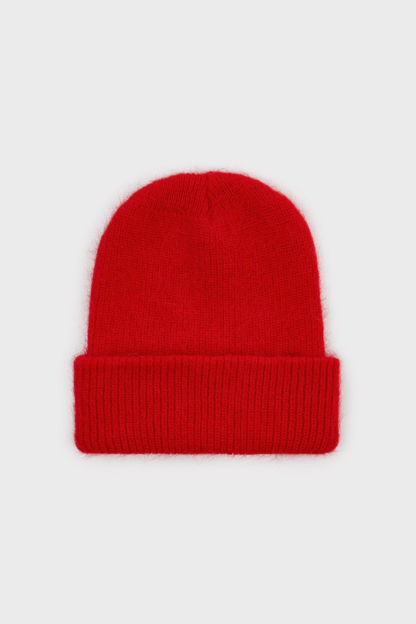 Red mohair beanie hat_1