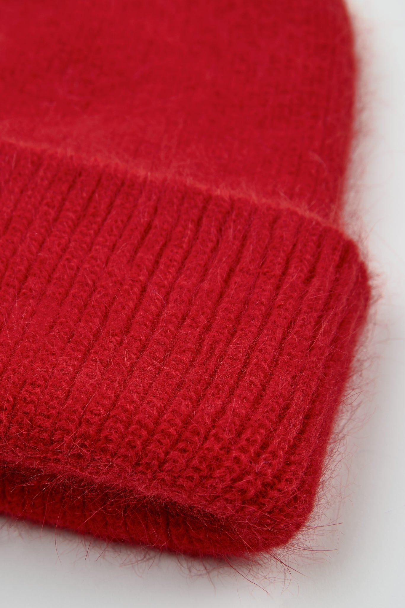 Red mohair beanie hat_2