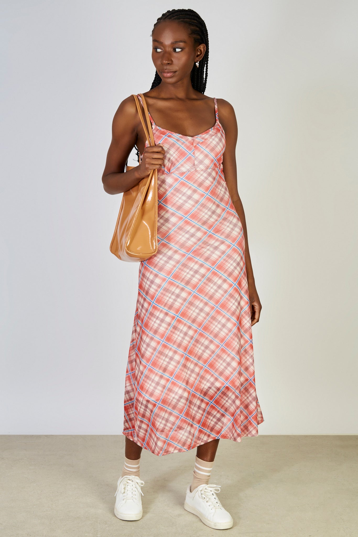 Red plaid maxi dress_1