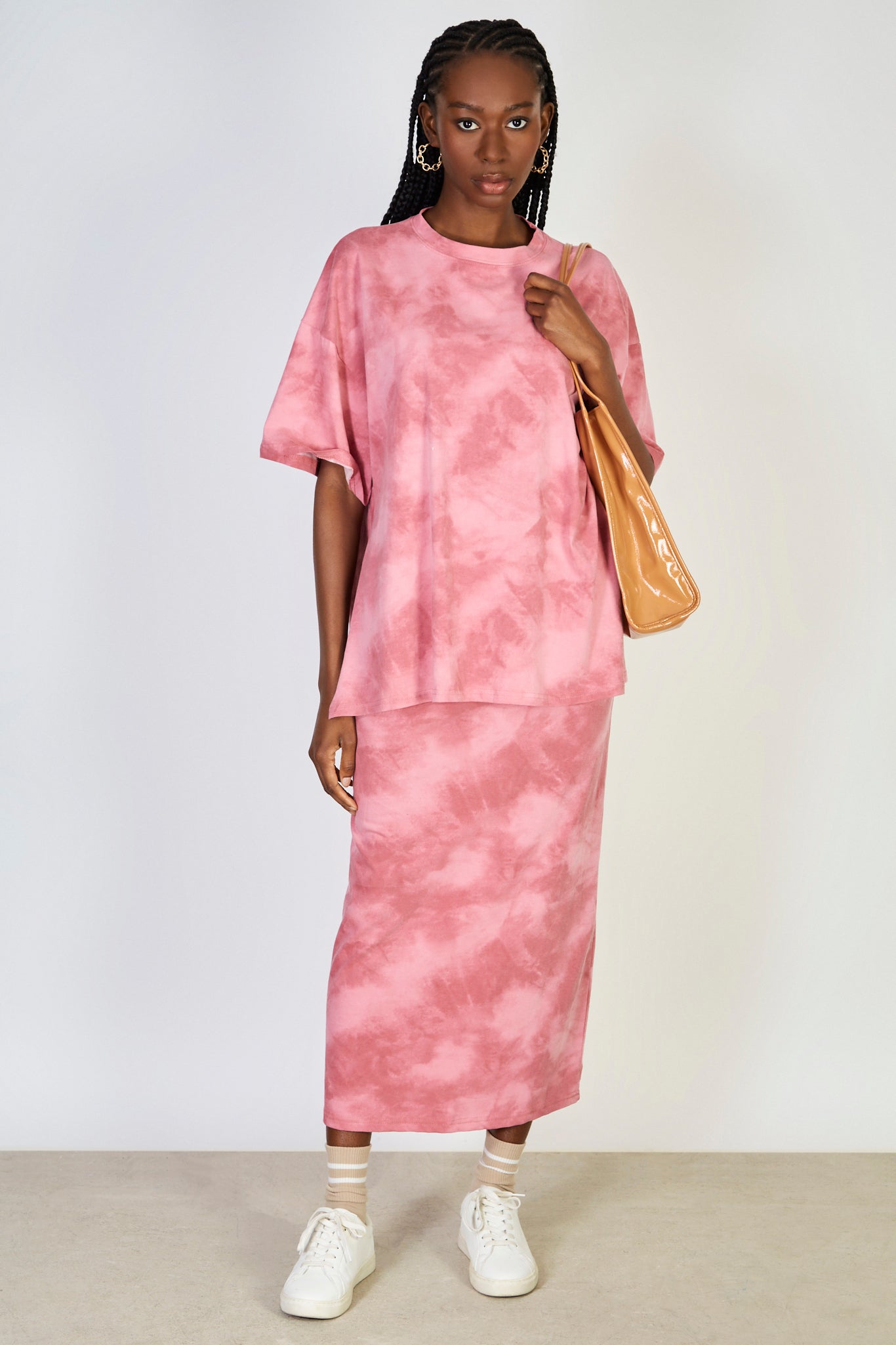 Red tie dye maxi skirt_4