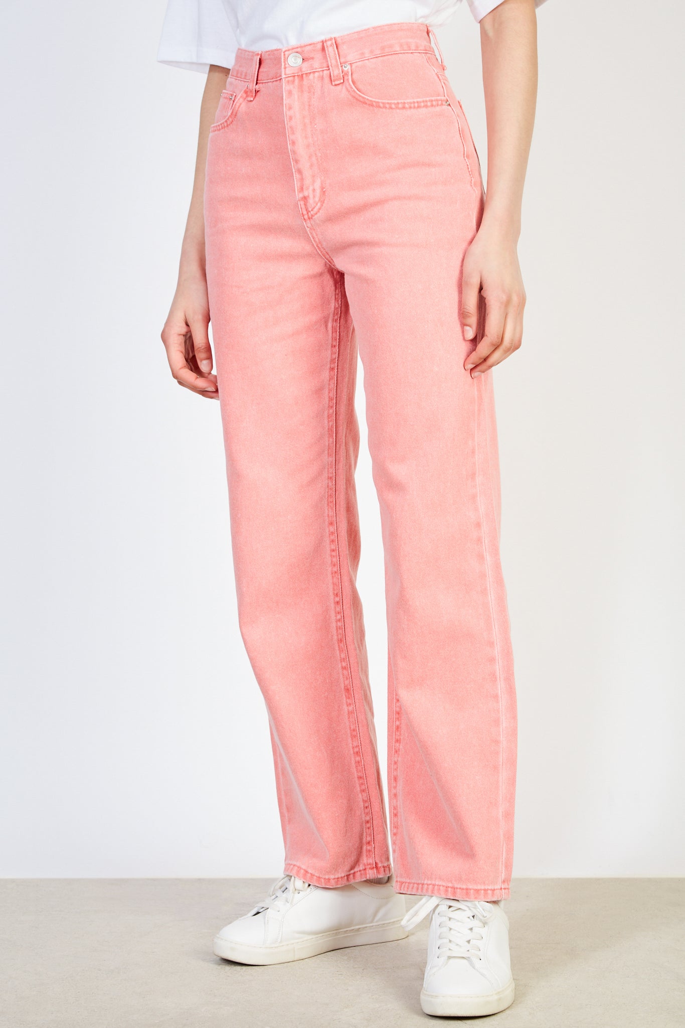 Red wide leg jeans_1