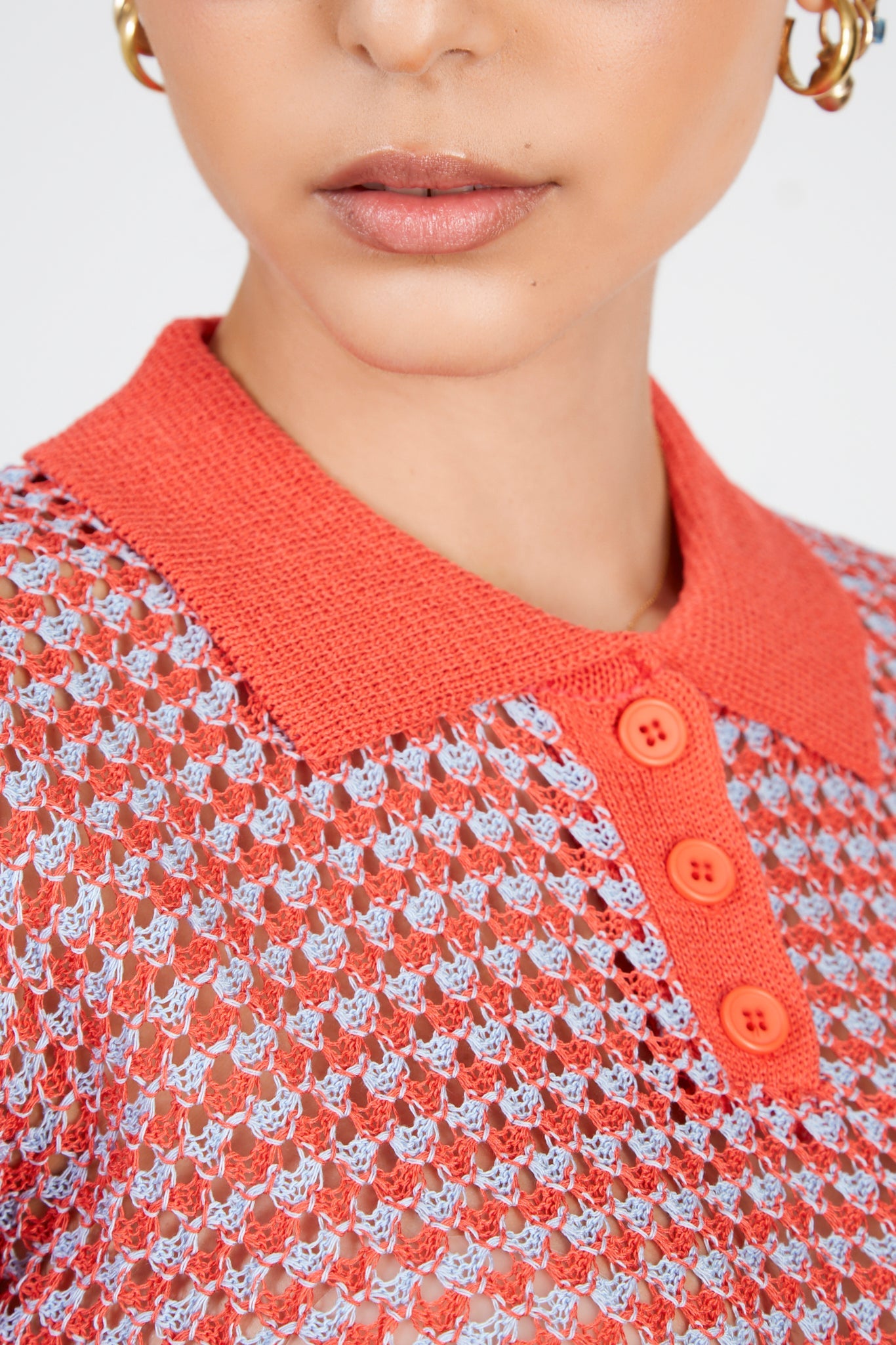 Red and blue mix knit polo_5